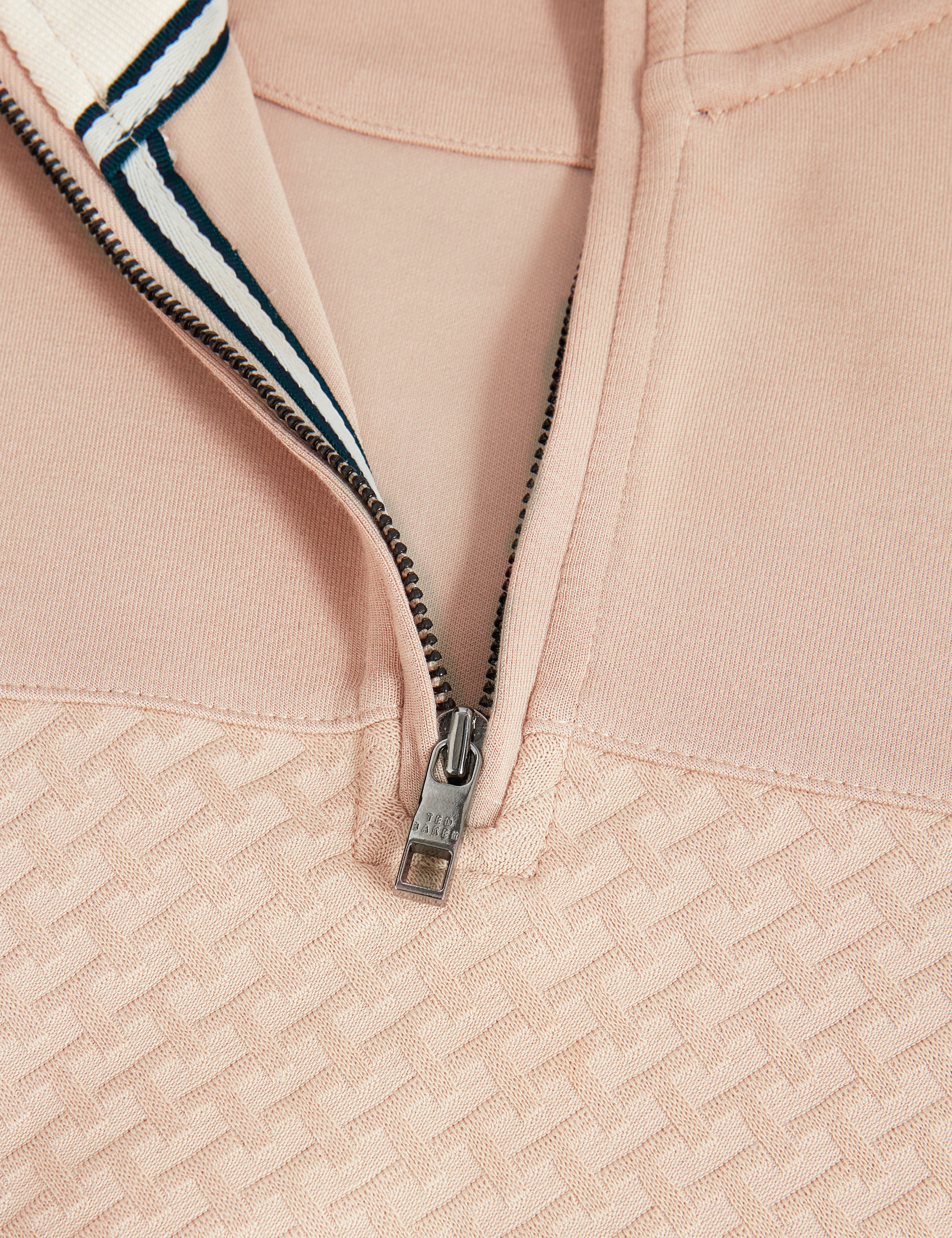 Simonea Long Sleeve Regular Contrast Panel Half-Zip Taupe