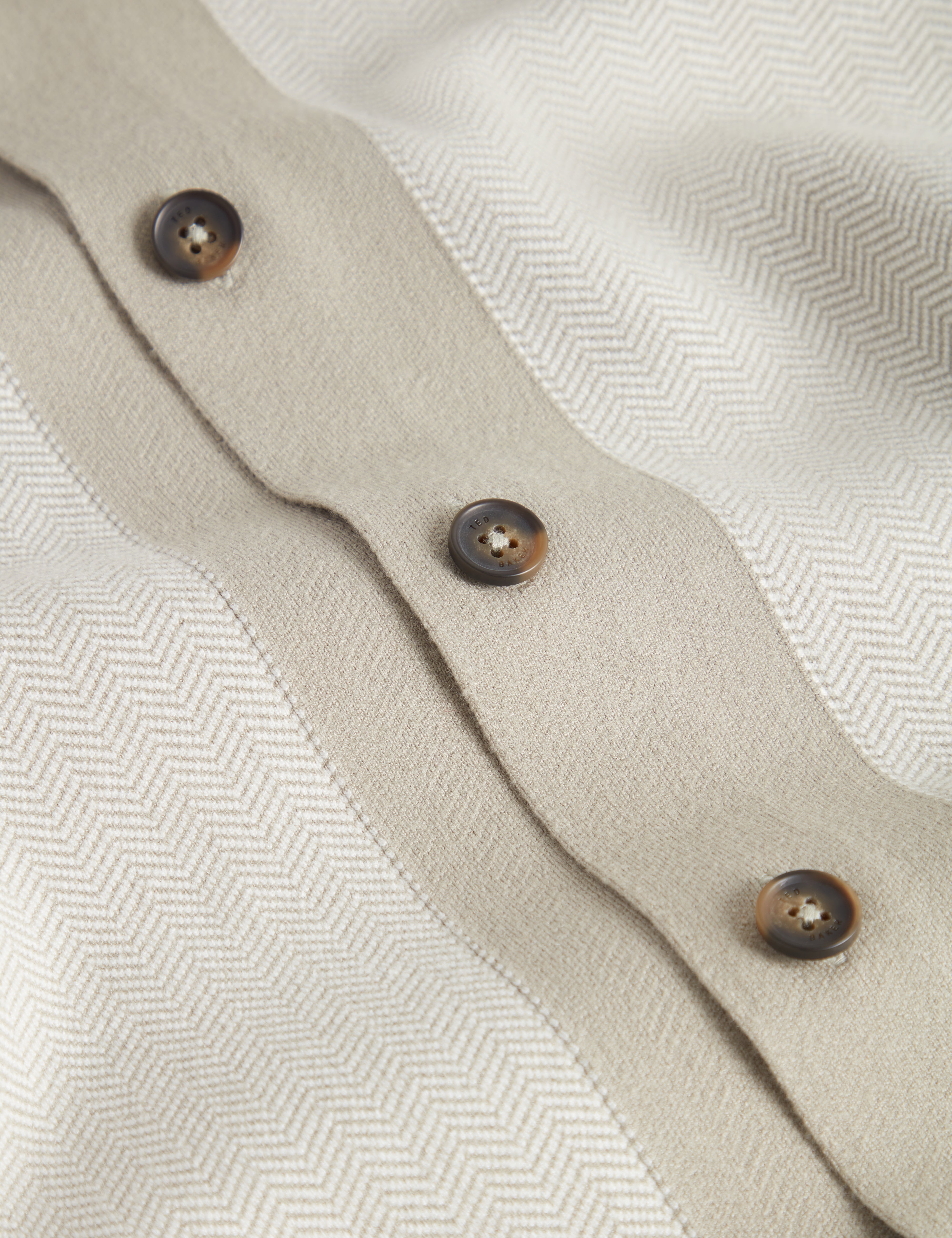 Padrig Short Sleeve Knitted Herringbone Shirt Khaki