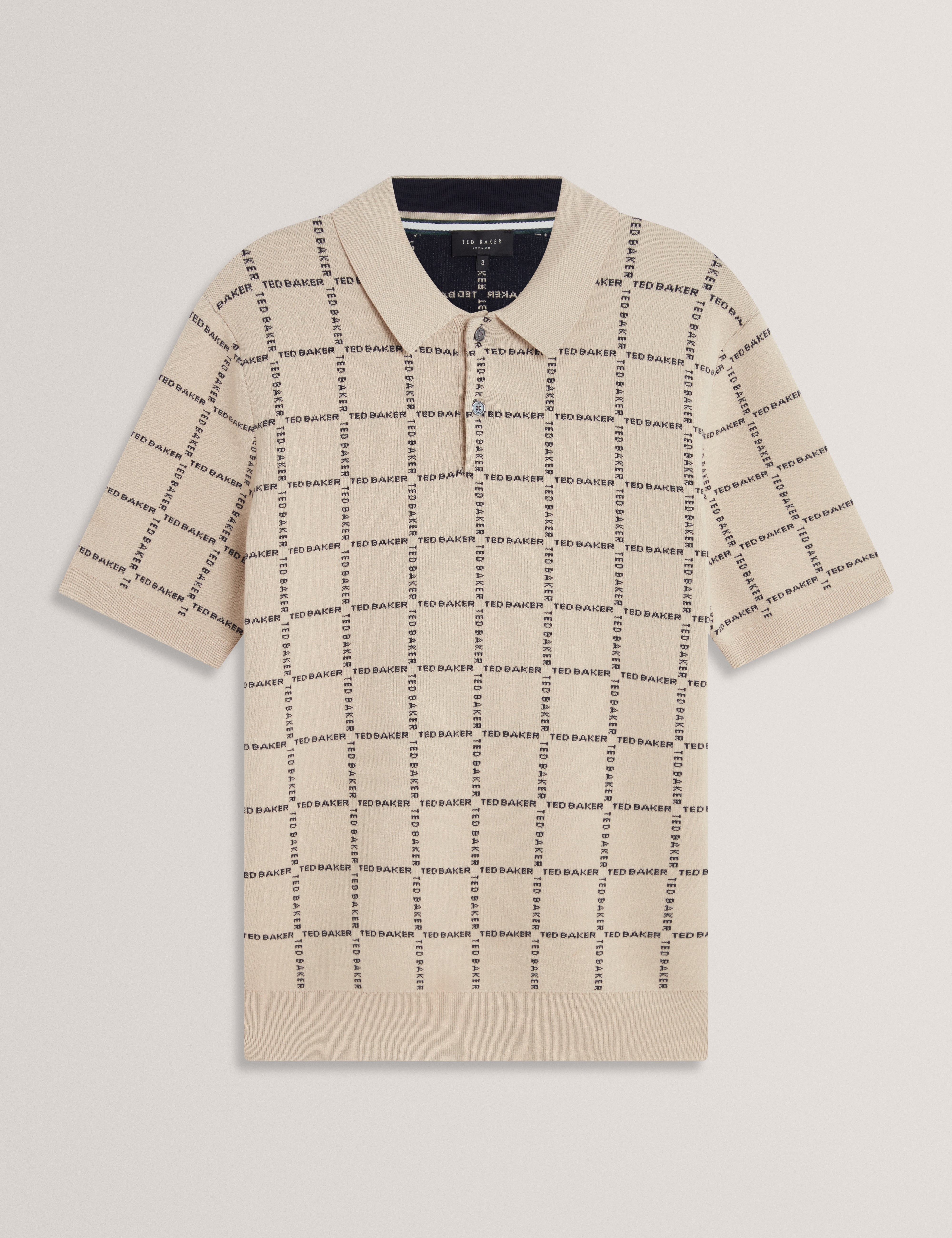 Harlens Short Sleeve Branded Check Polo Taupe