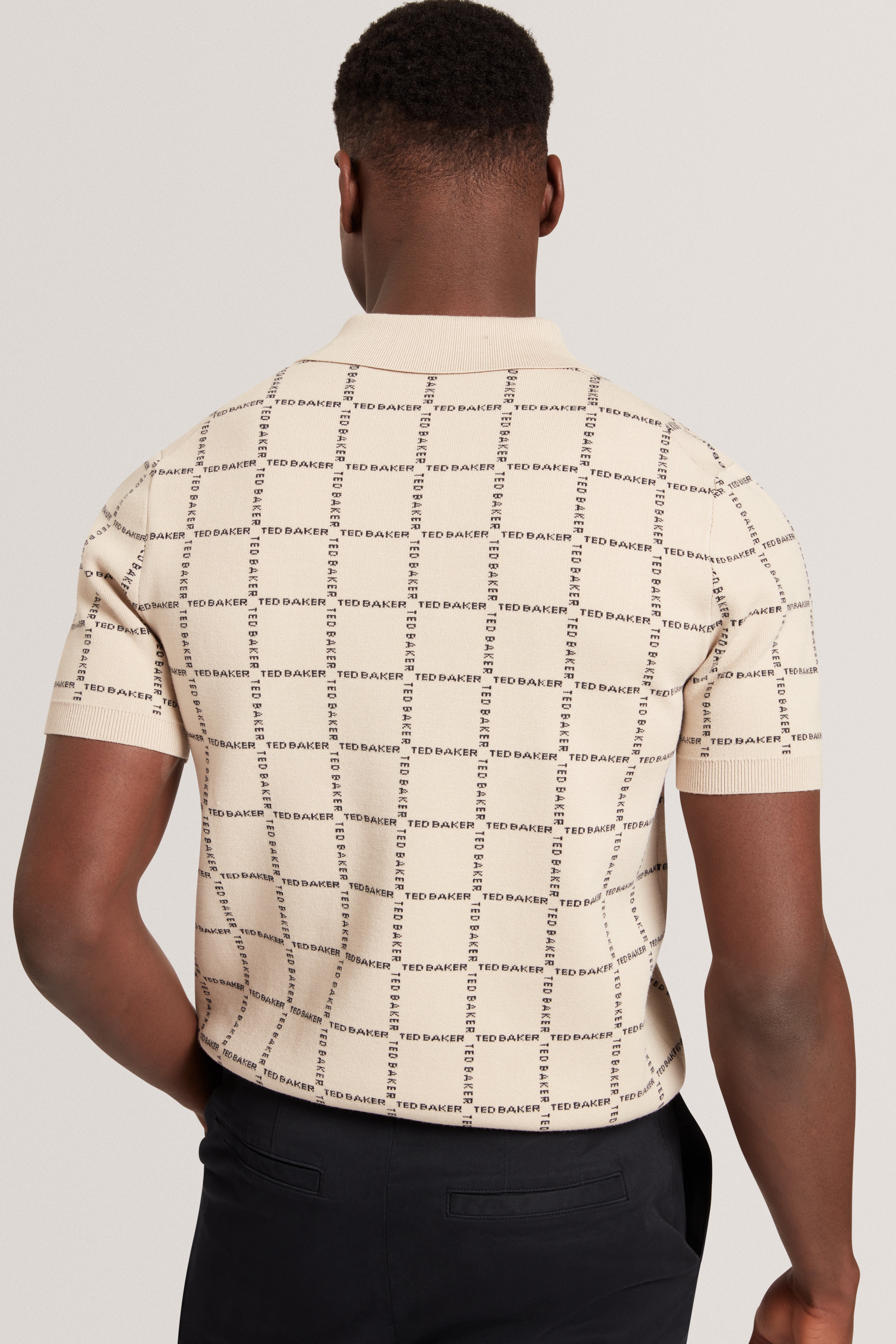 Harlens Short Sleeve Branded Check Polo Taupe