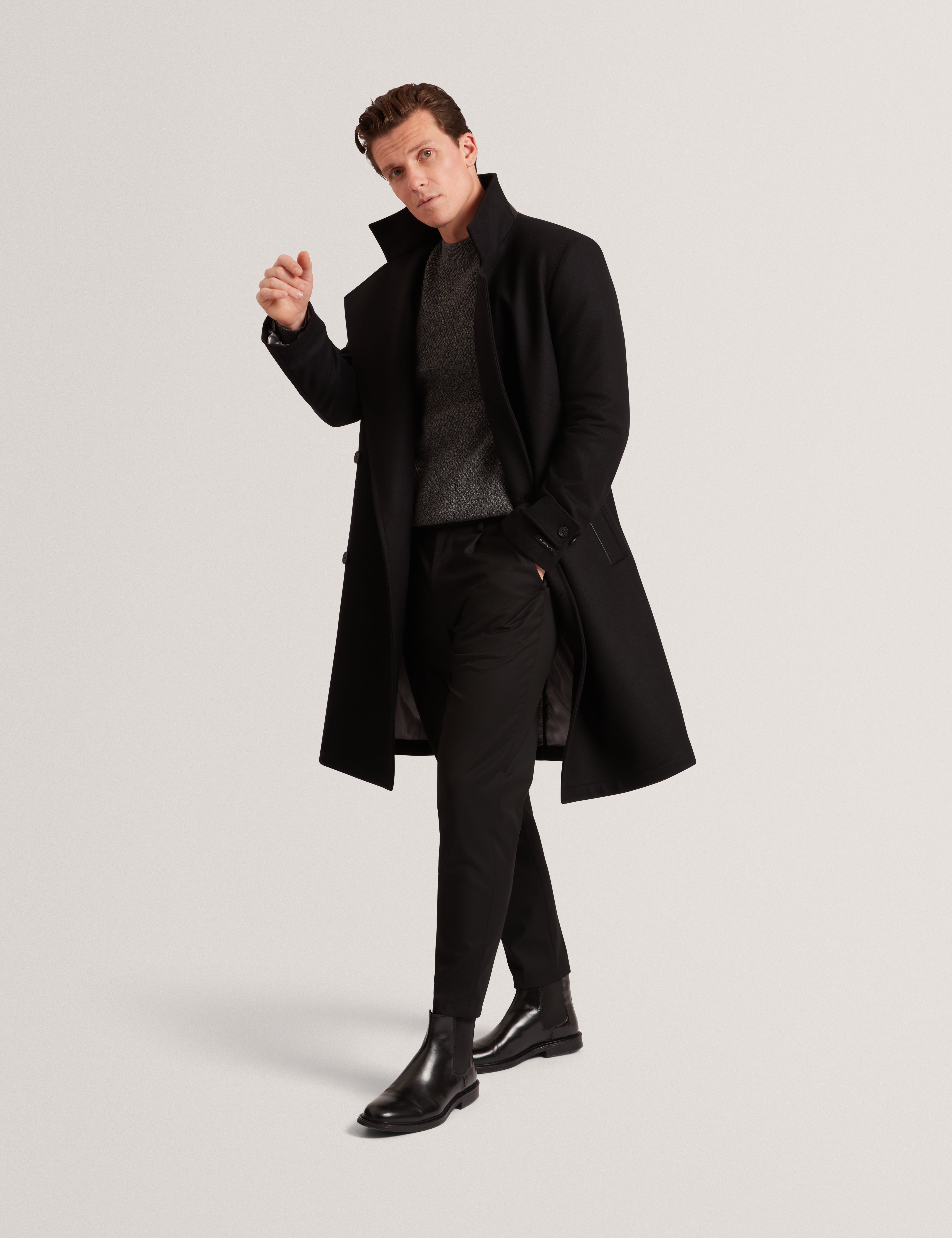 Monya Ls Textured Knit Crew Neck Mid-Grey