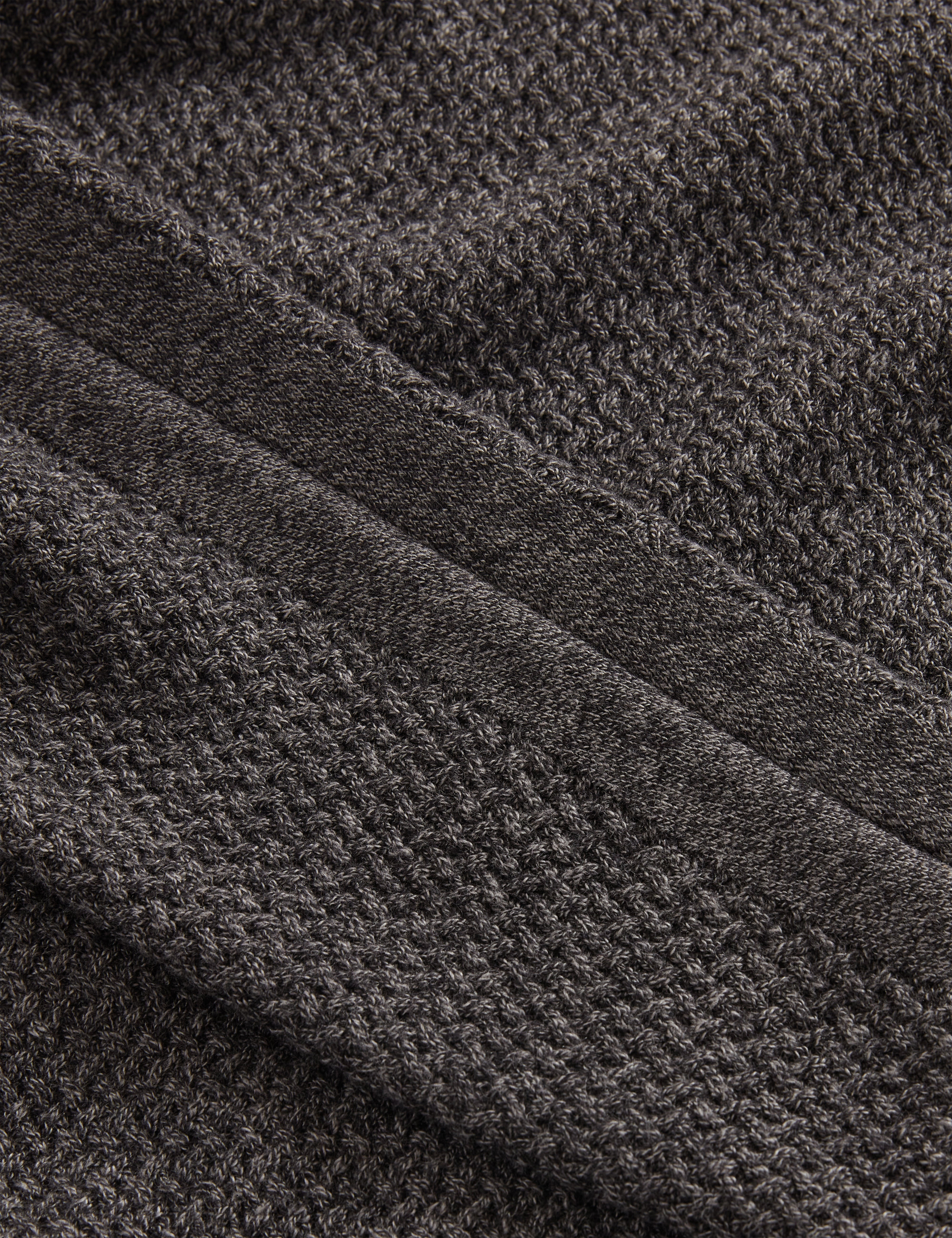 Monya Ls Textured Knit Crew Neck Mid-Grey