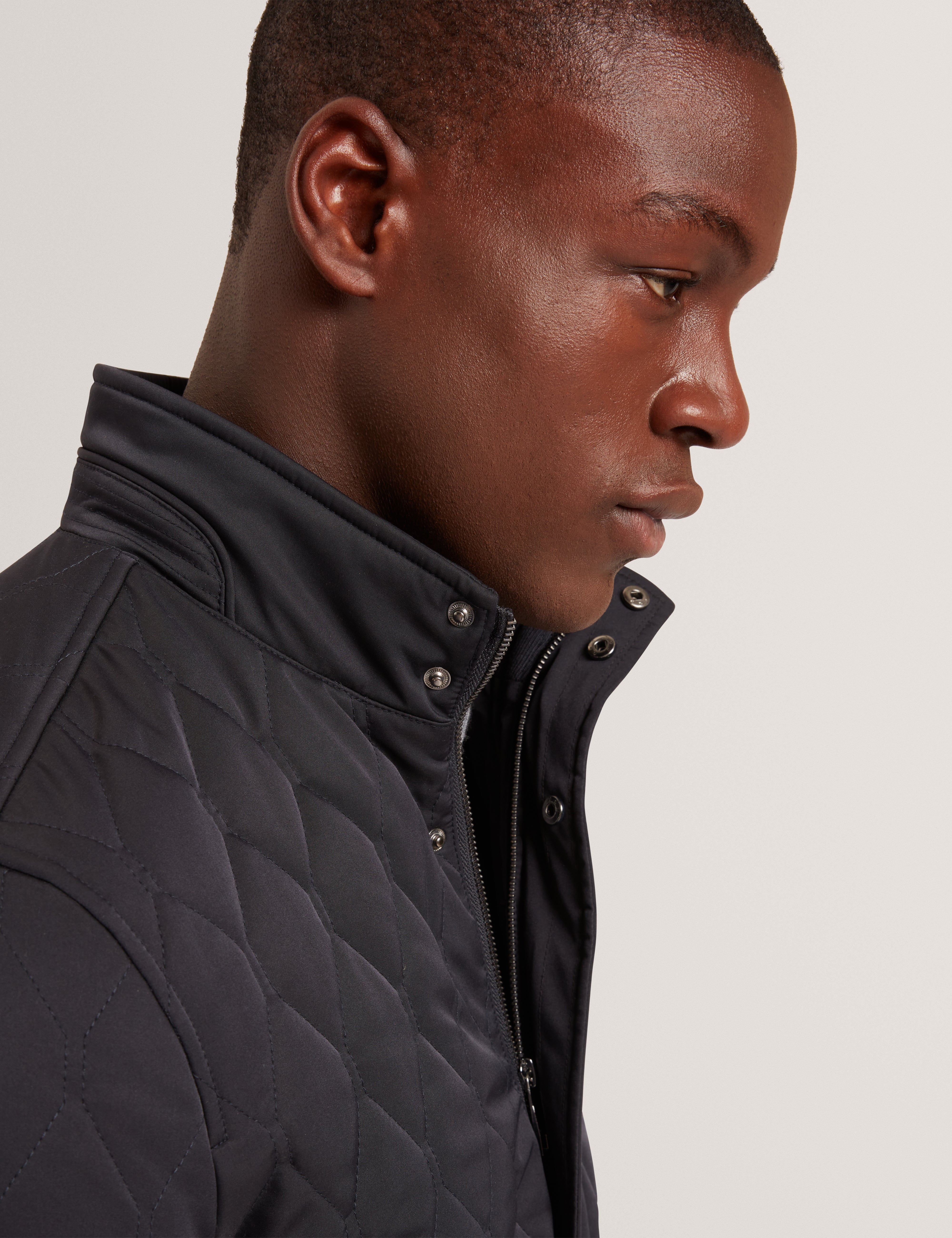 Hollbec Regular Fit Diamond Quilted Coat Navy