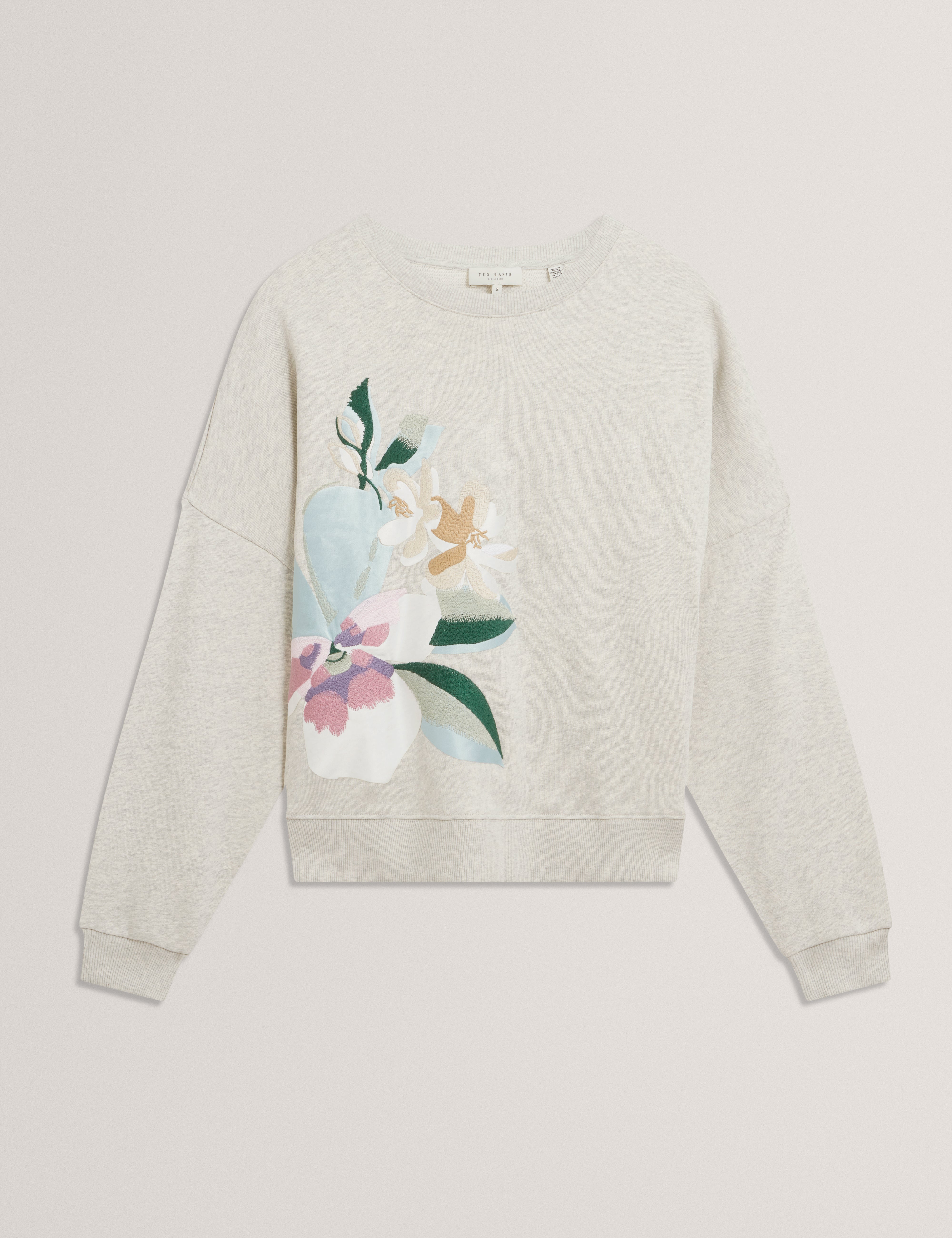 Brookla Printed Embroidered Sweatshirt Grey