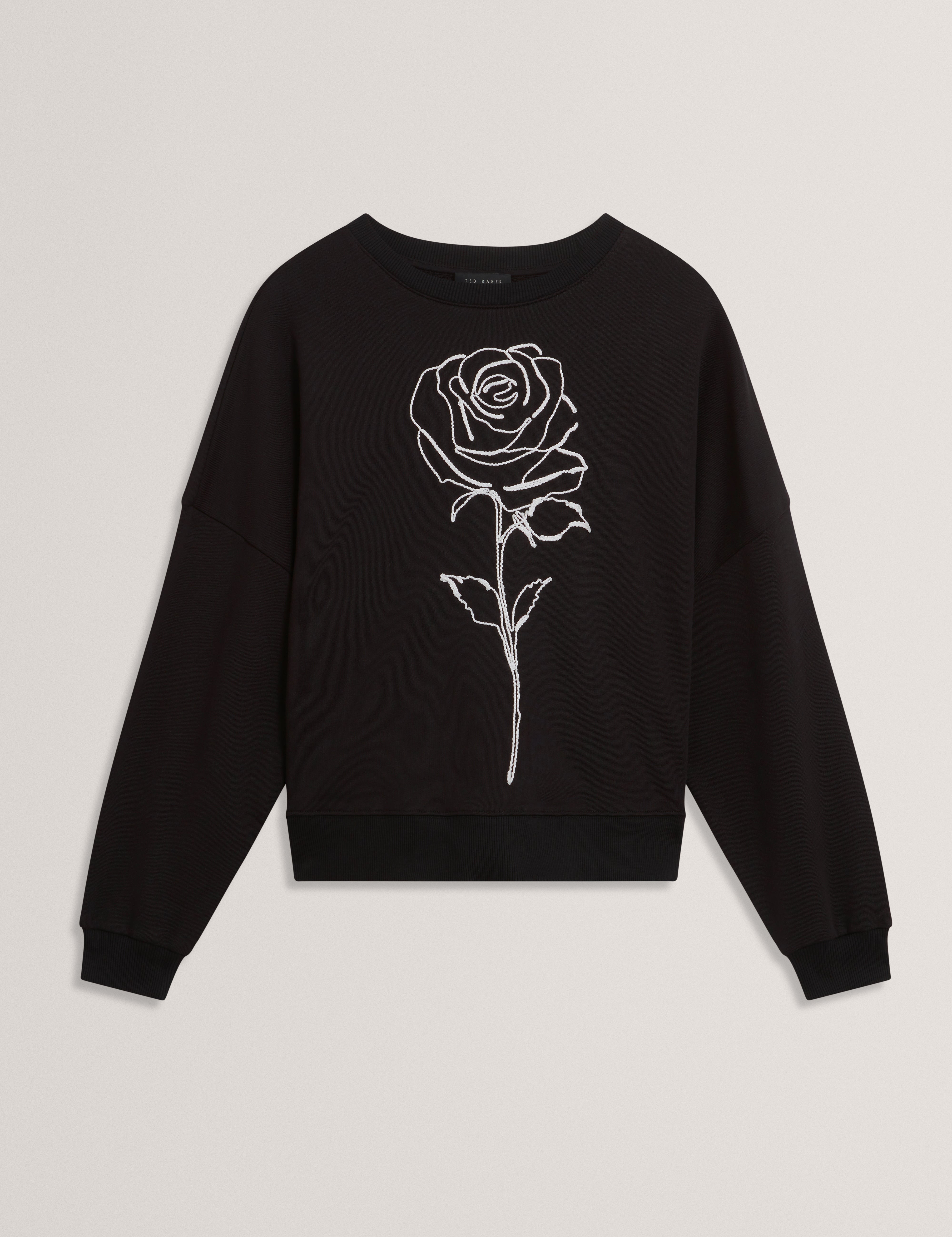 سويت شيرت مارسيا مطبوع باللون الأسود