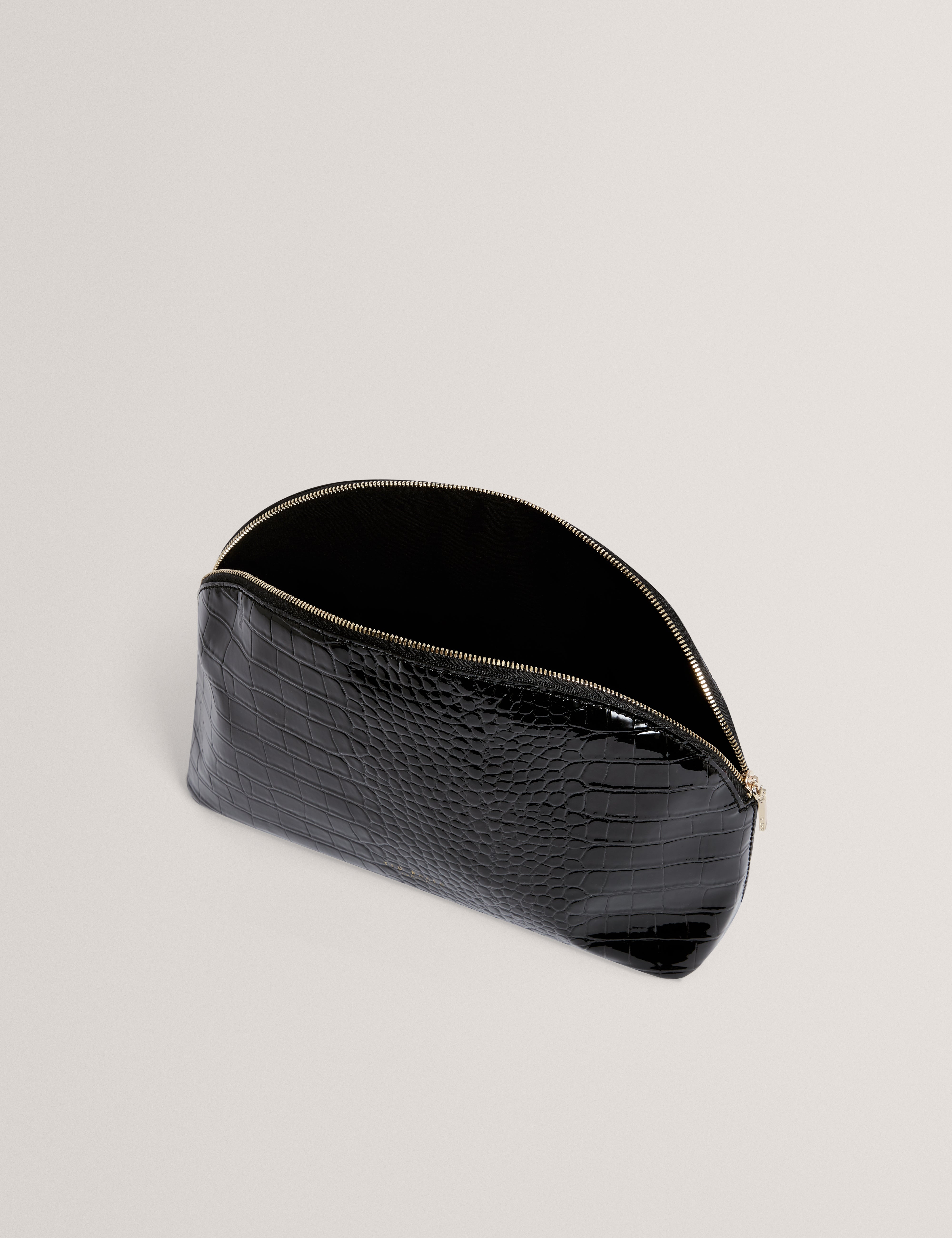 فالوريس حقيبة مستلزمات شخصية سوداء بنقشة جلد التمساح