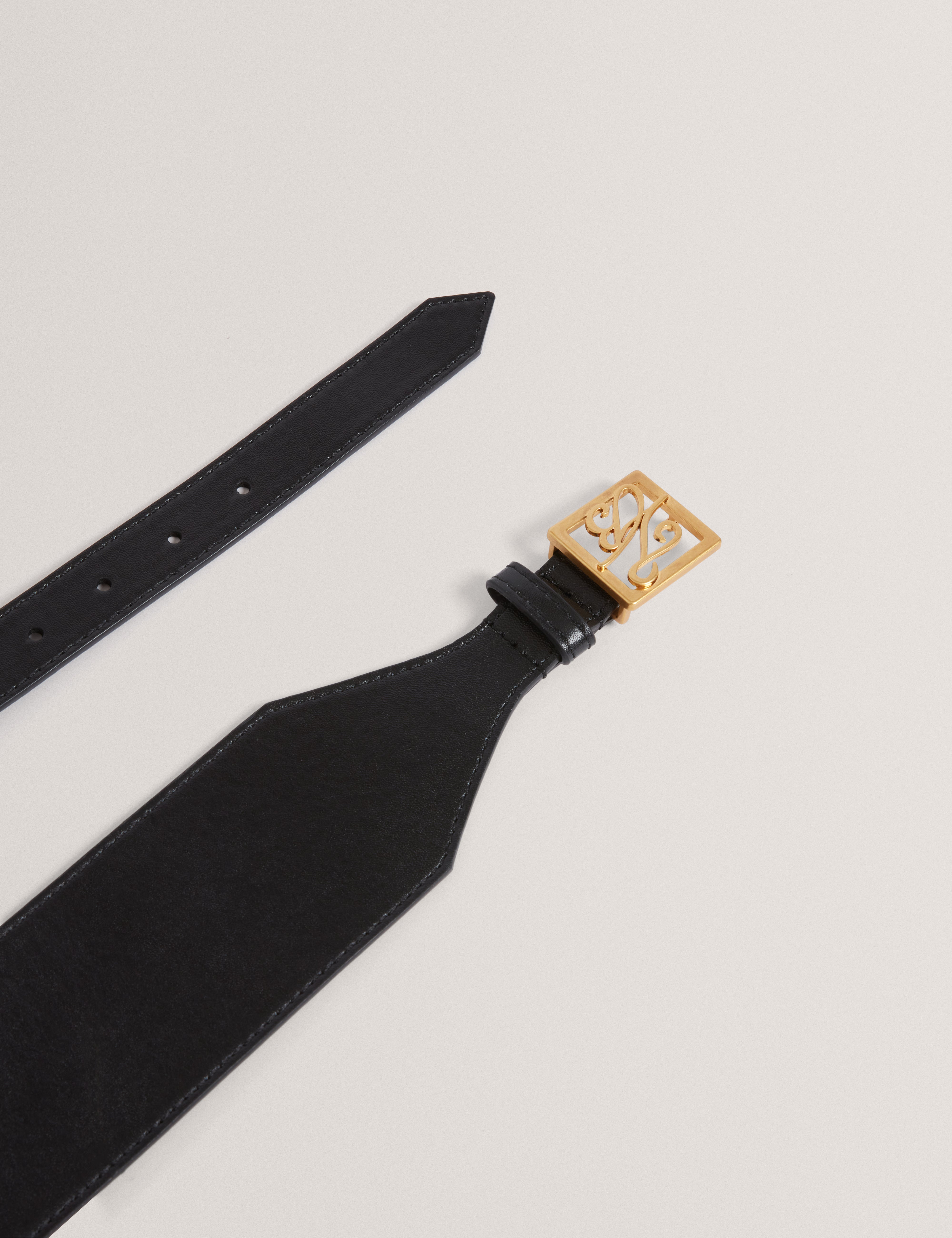 أنييكا حزام خصر من الجلد باللون الأسود