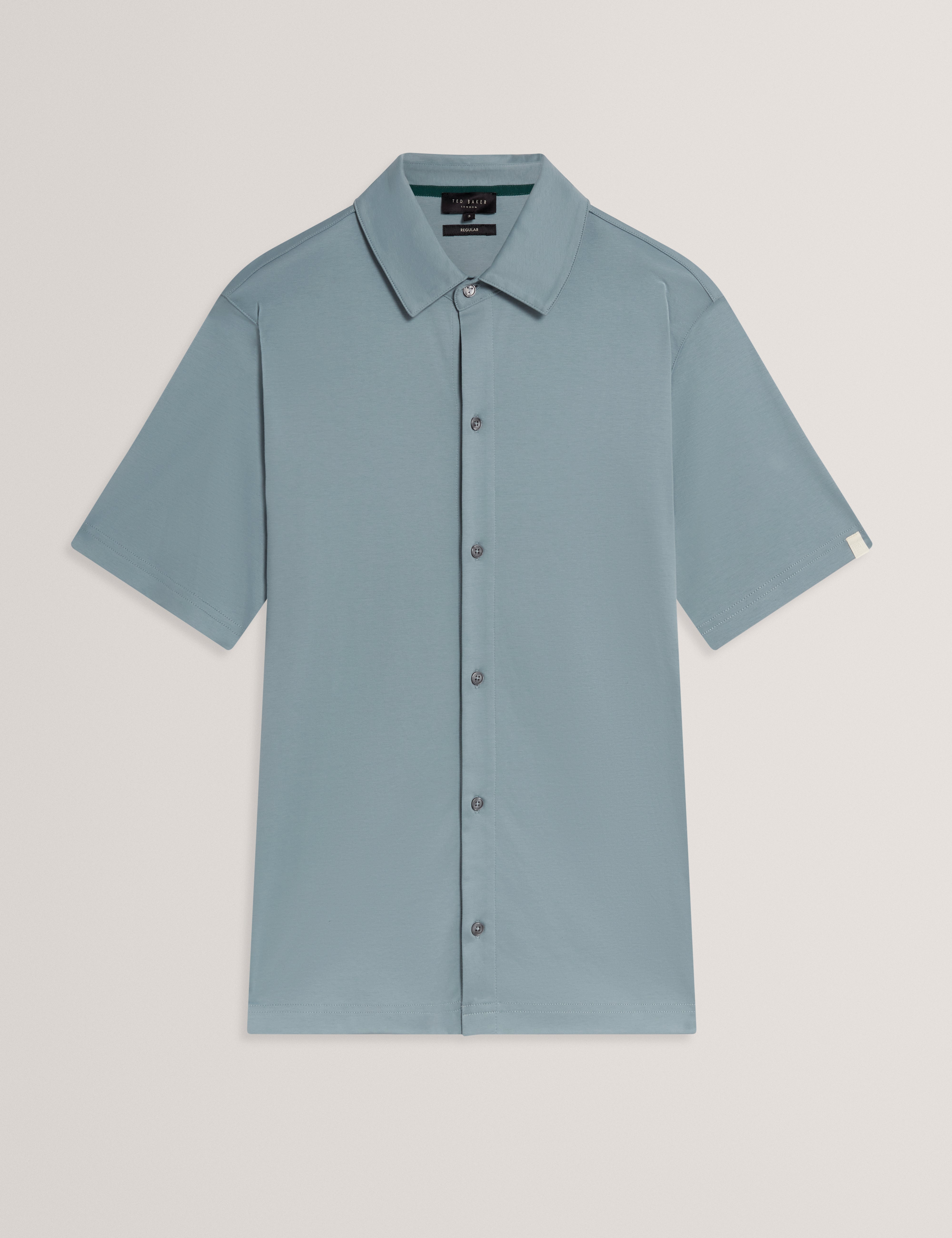 Fillipp Short Sleeve Regular Soft Touch Button Through Polo Teal-Blue