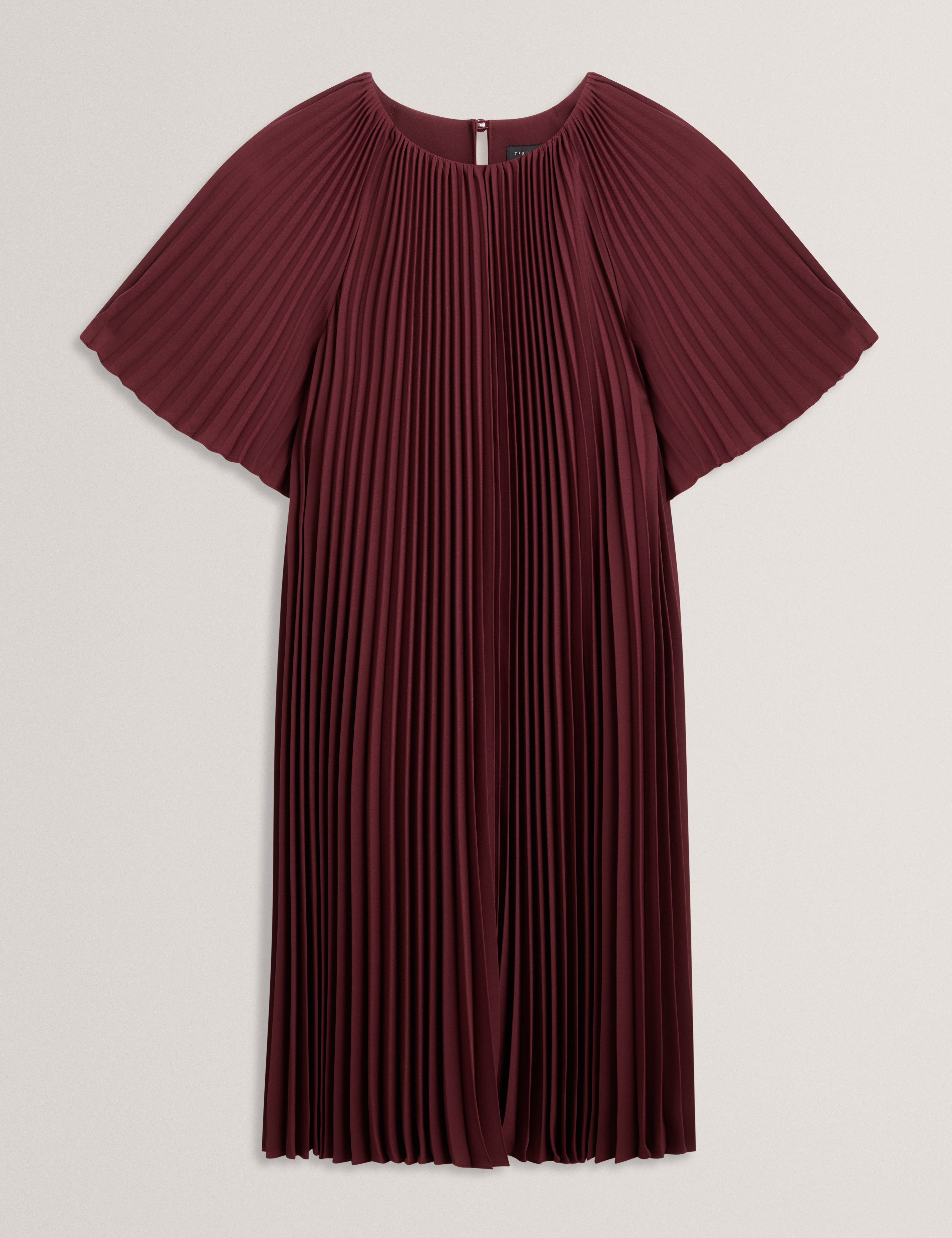 Convala Short Sleeve Pleated Mini Dress Oxblood