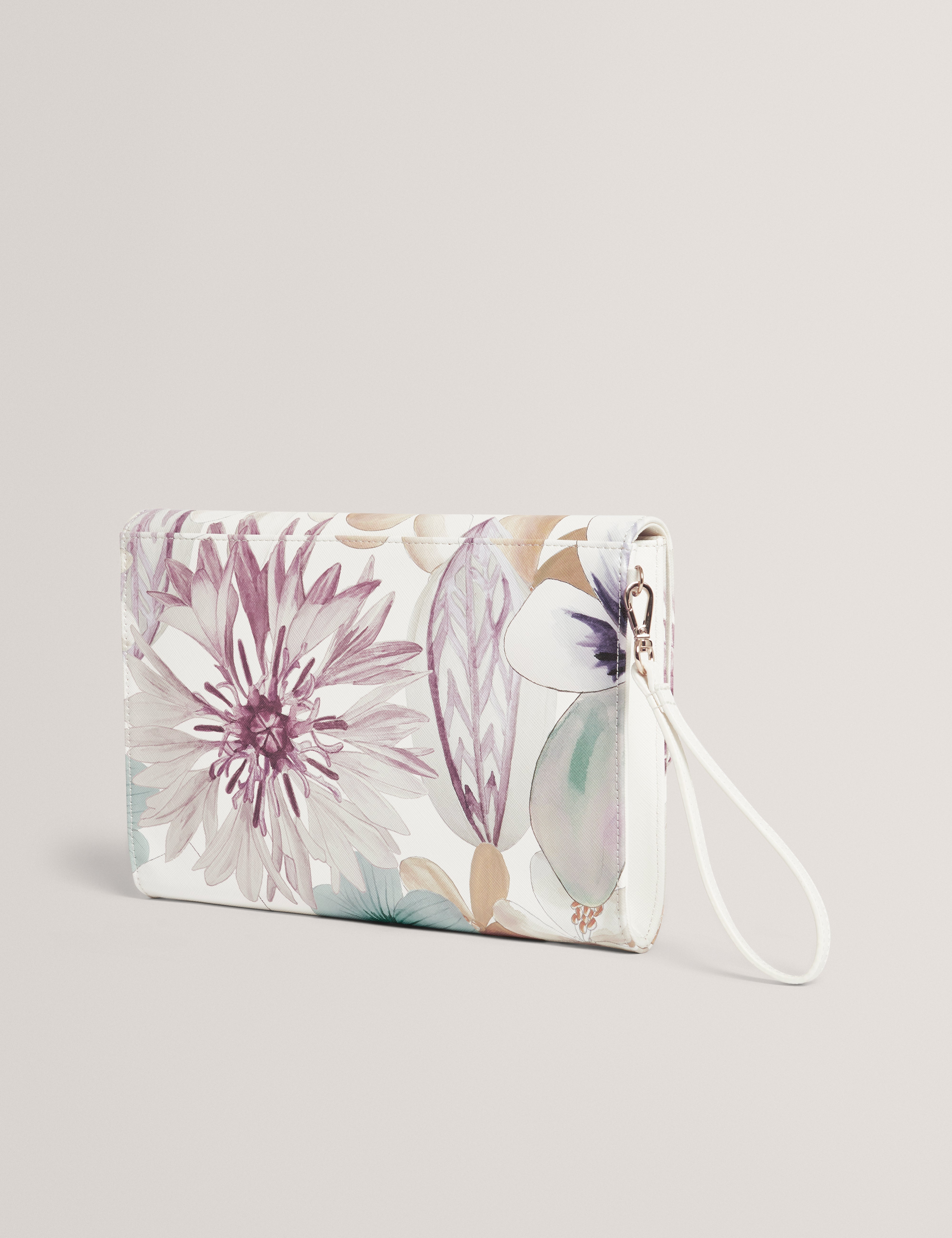 Helinii Petal Print Icon Envelope Clutch White