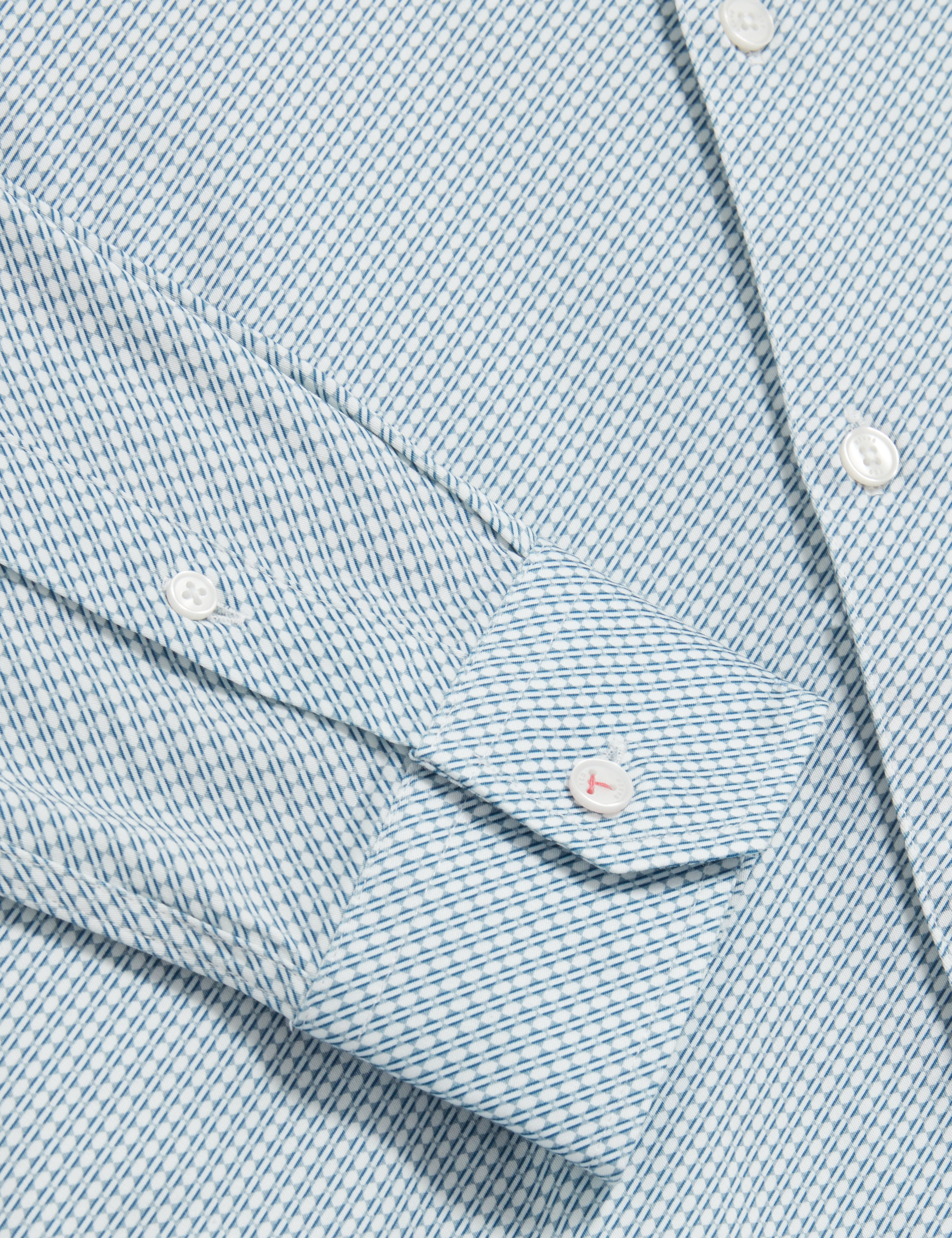 Olweno Long Sleeve Slim Fit Geo Print Shirt Lt-Blue