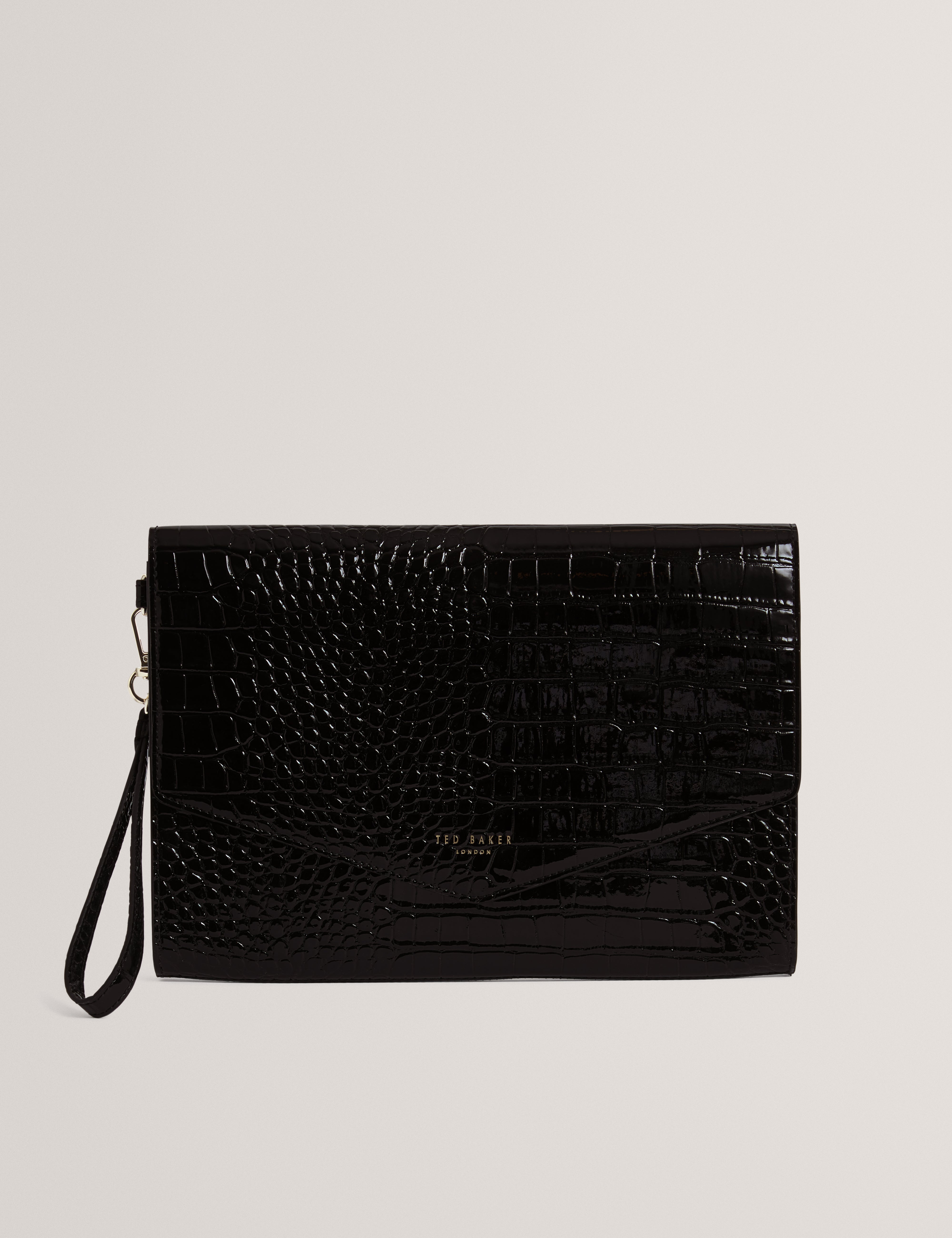 Wesslie Croc Effect Icon Envelope Pouch Black
