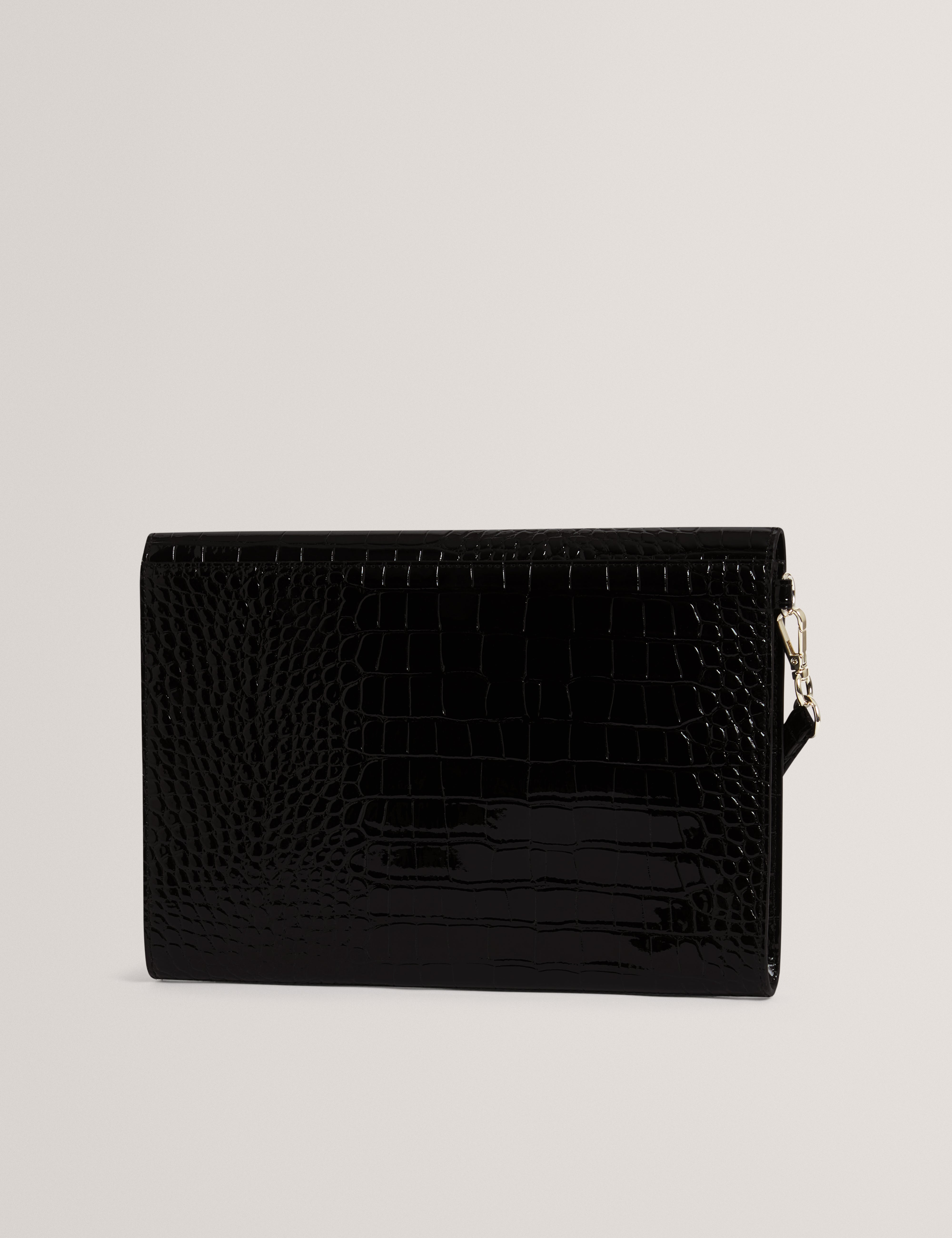 Wesslie Croc Effect Icon Envelope Pouch Black
