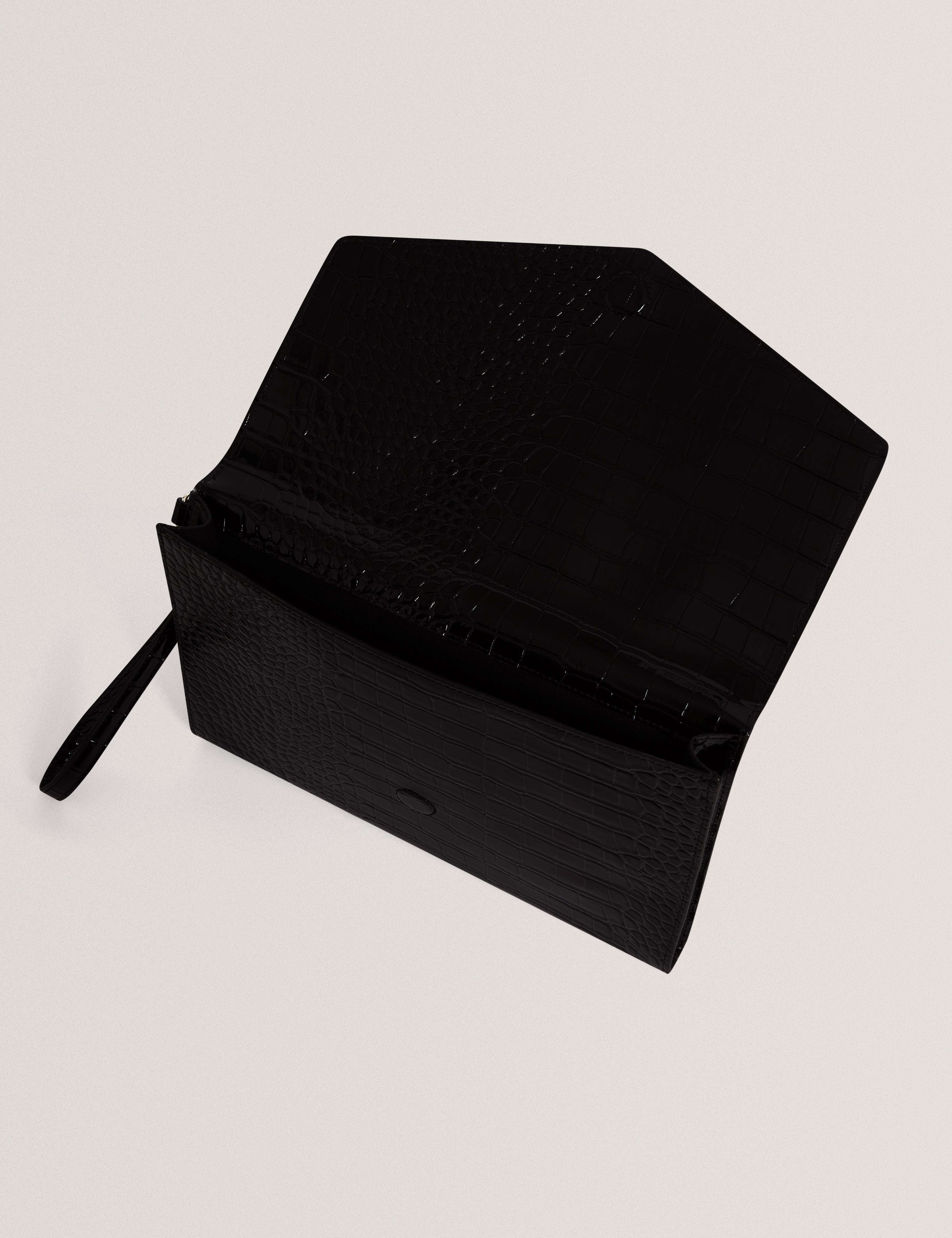 Wesslie Croc Effect Icon Envelope Pouch Black