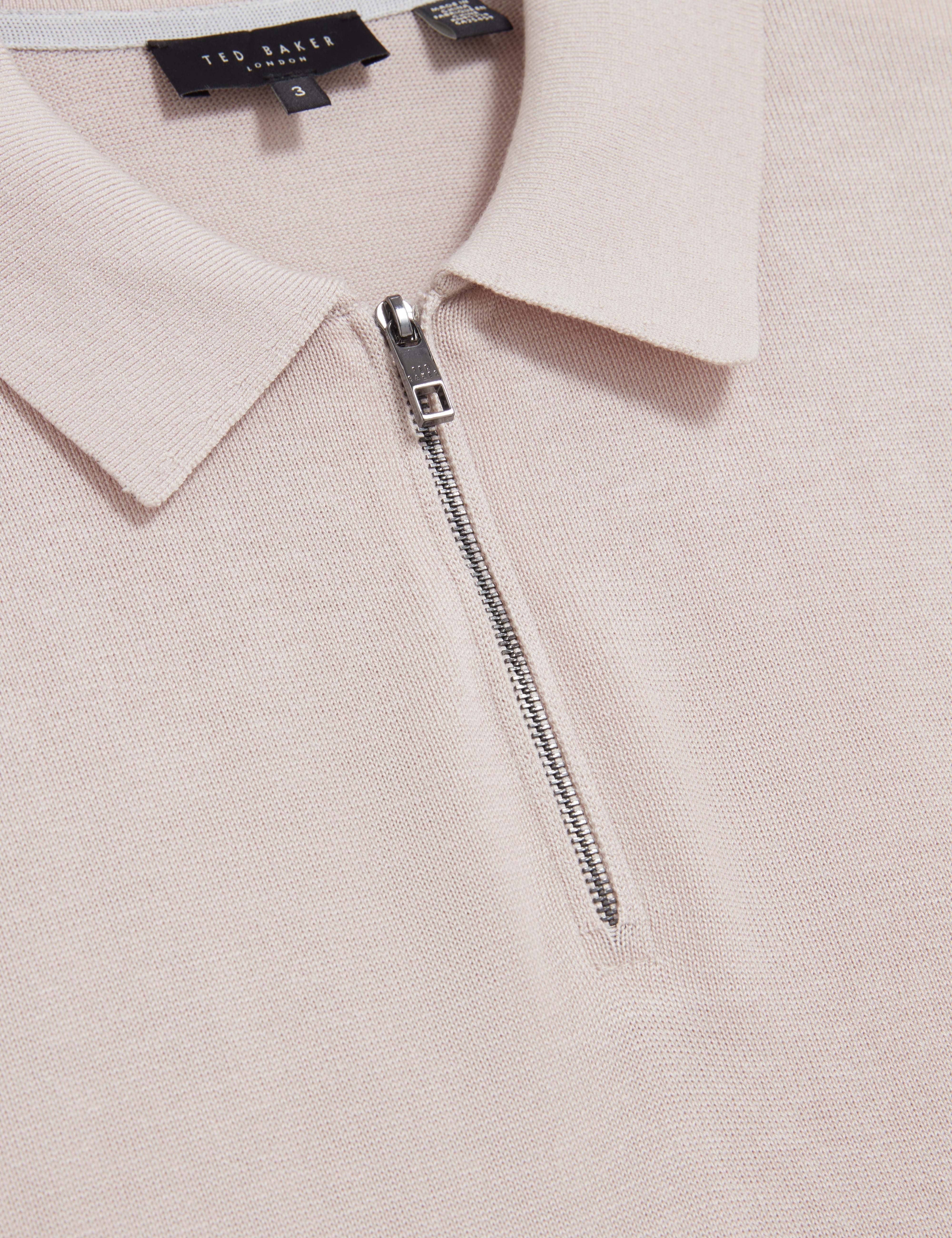 Givrans Short Sleeve Silk Blend Zip Polo Ecru