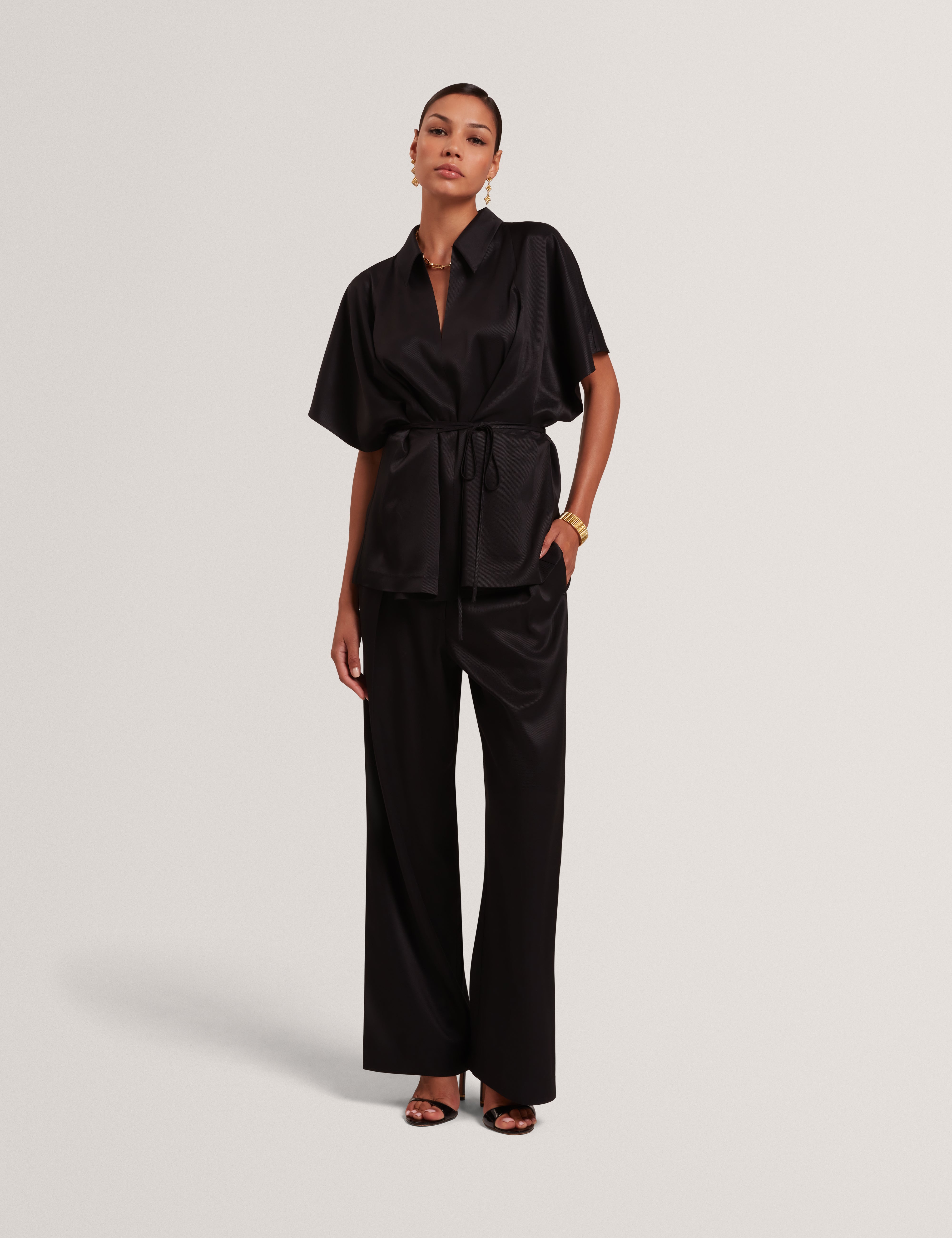 Herria Straight Leg Elastic Back Trouser Black