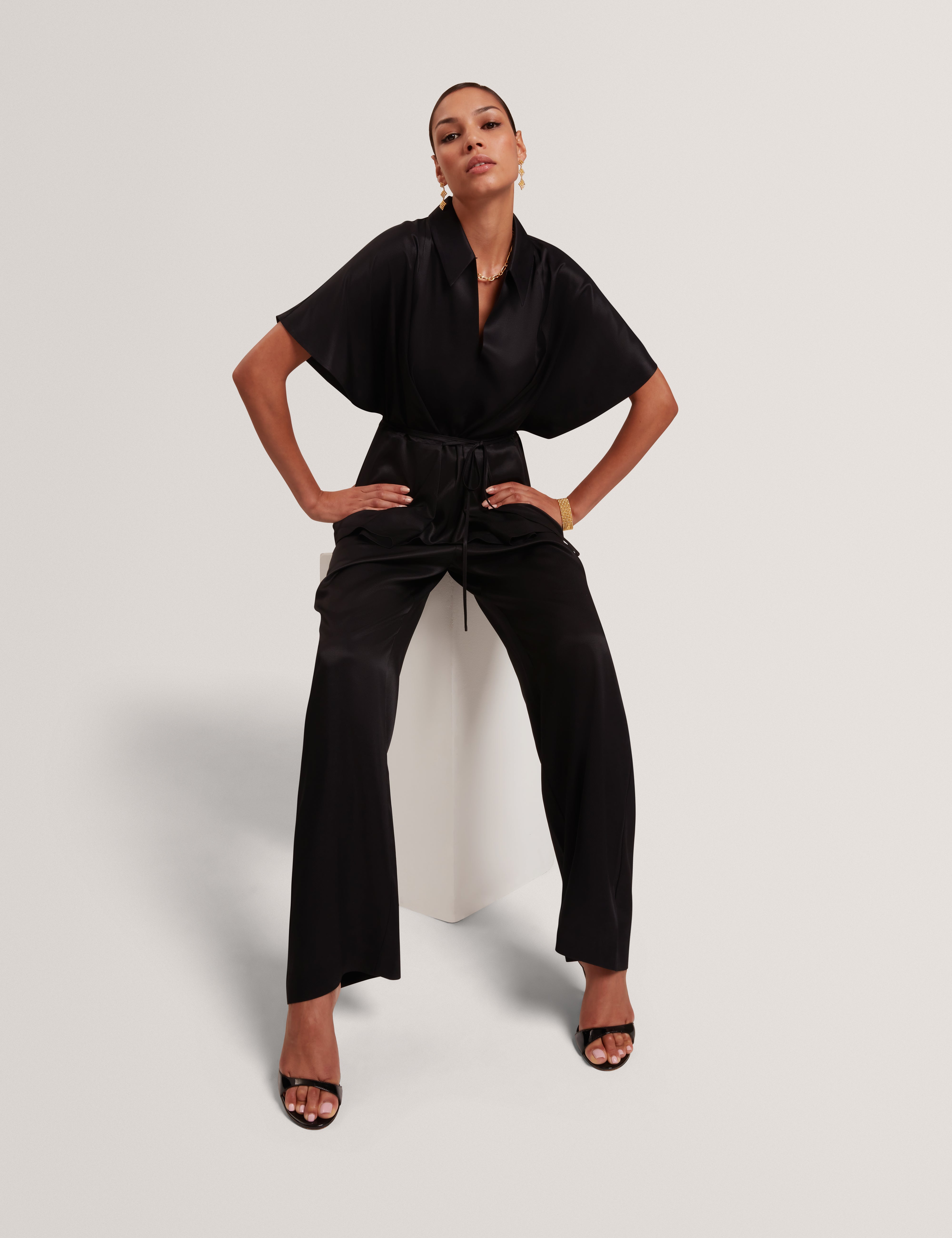 Herria Straight Leg Elastic Back Trouser Black