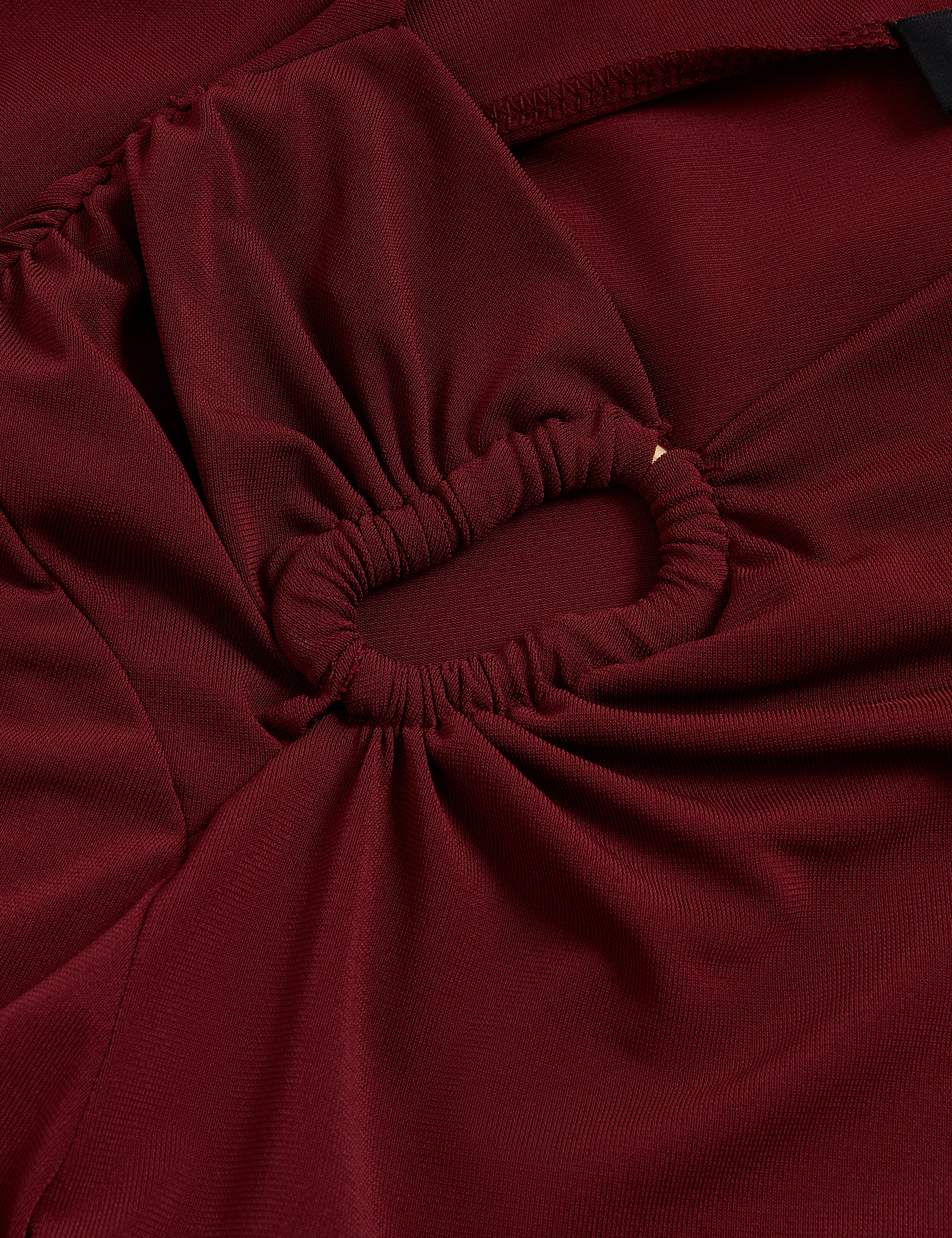 Strala Long Sleeve Ruched Top With Metal Detail Oxblood