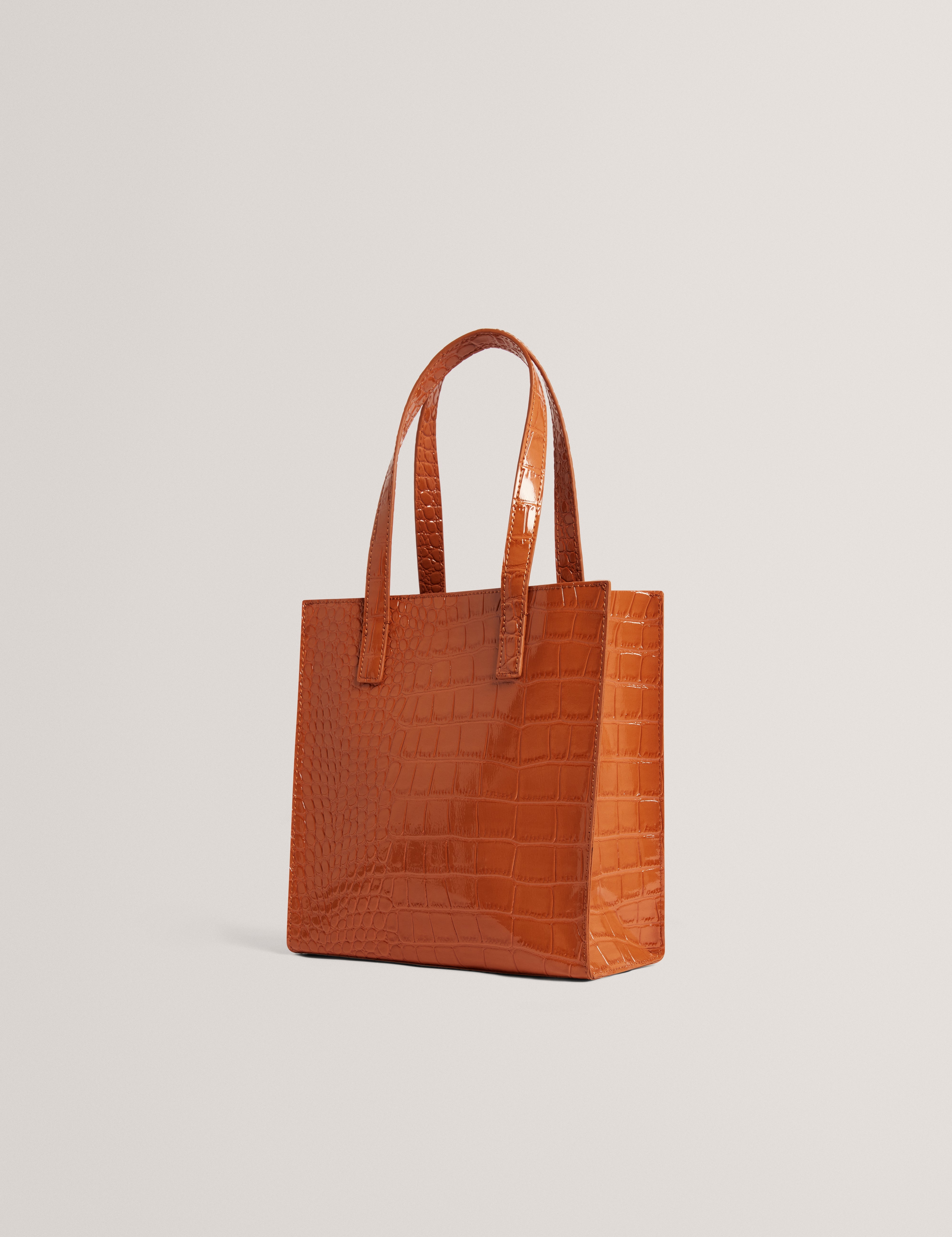 Wenonaa Croc Effect Small Icon Bag Tan