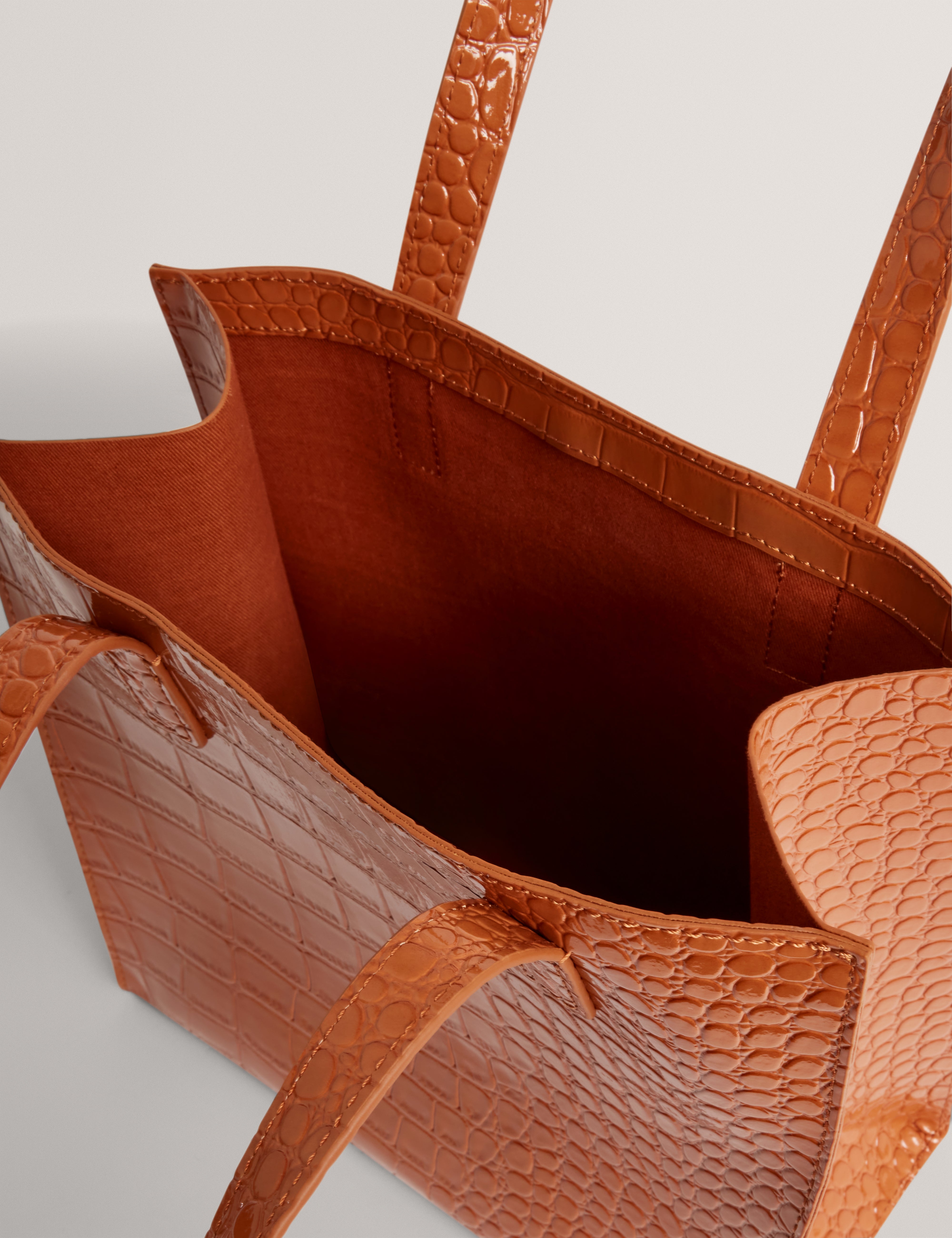 Wenonaa Croc Effect Small Icon Bag Tan