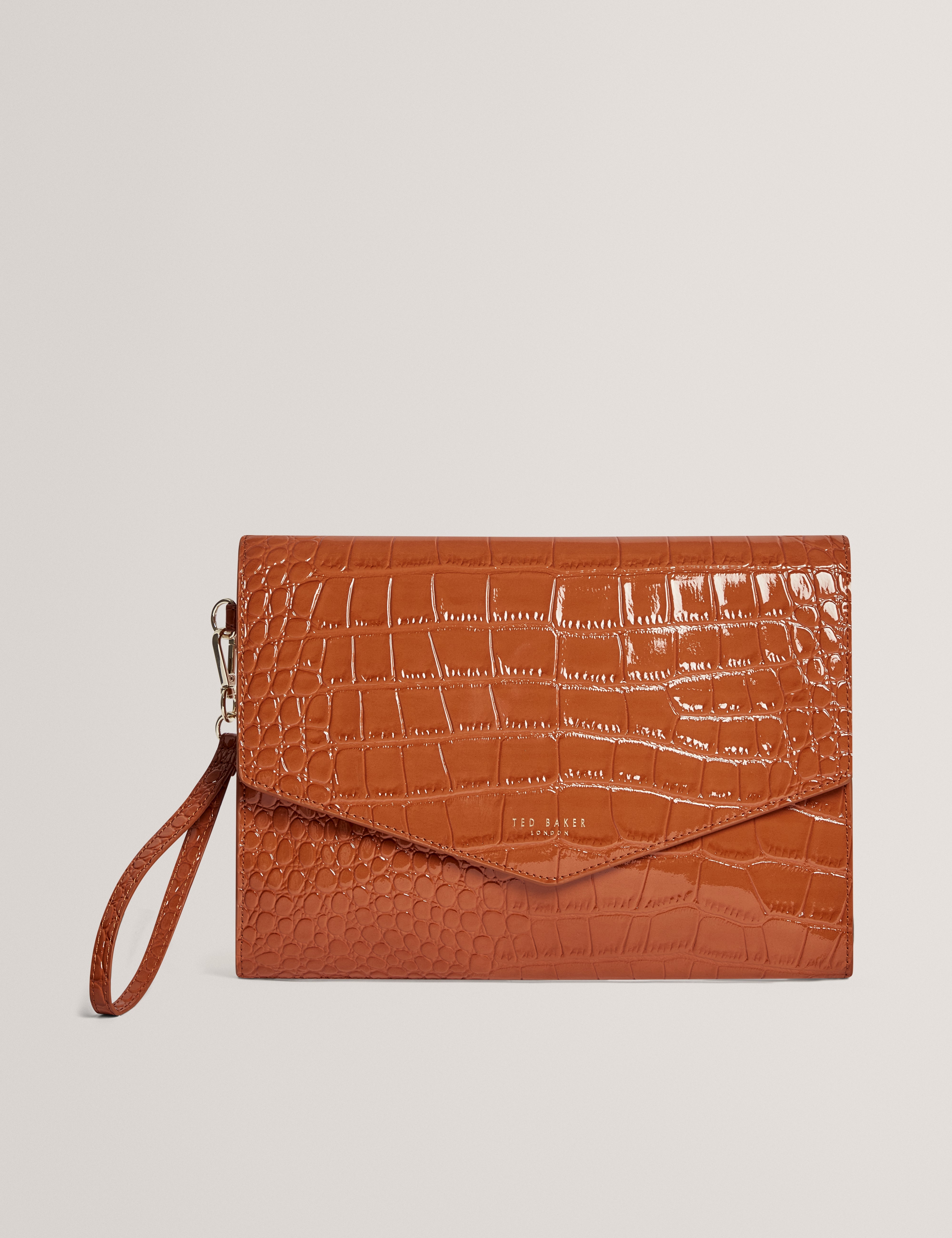 Wesslie Croc Effect Icon Envelope Pouch Tan