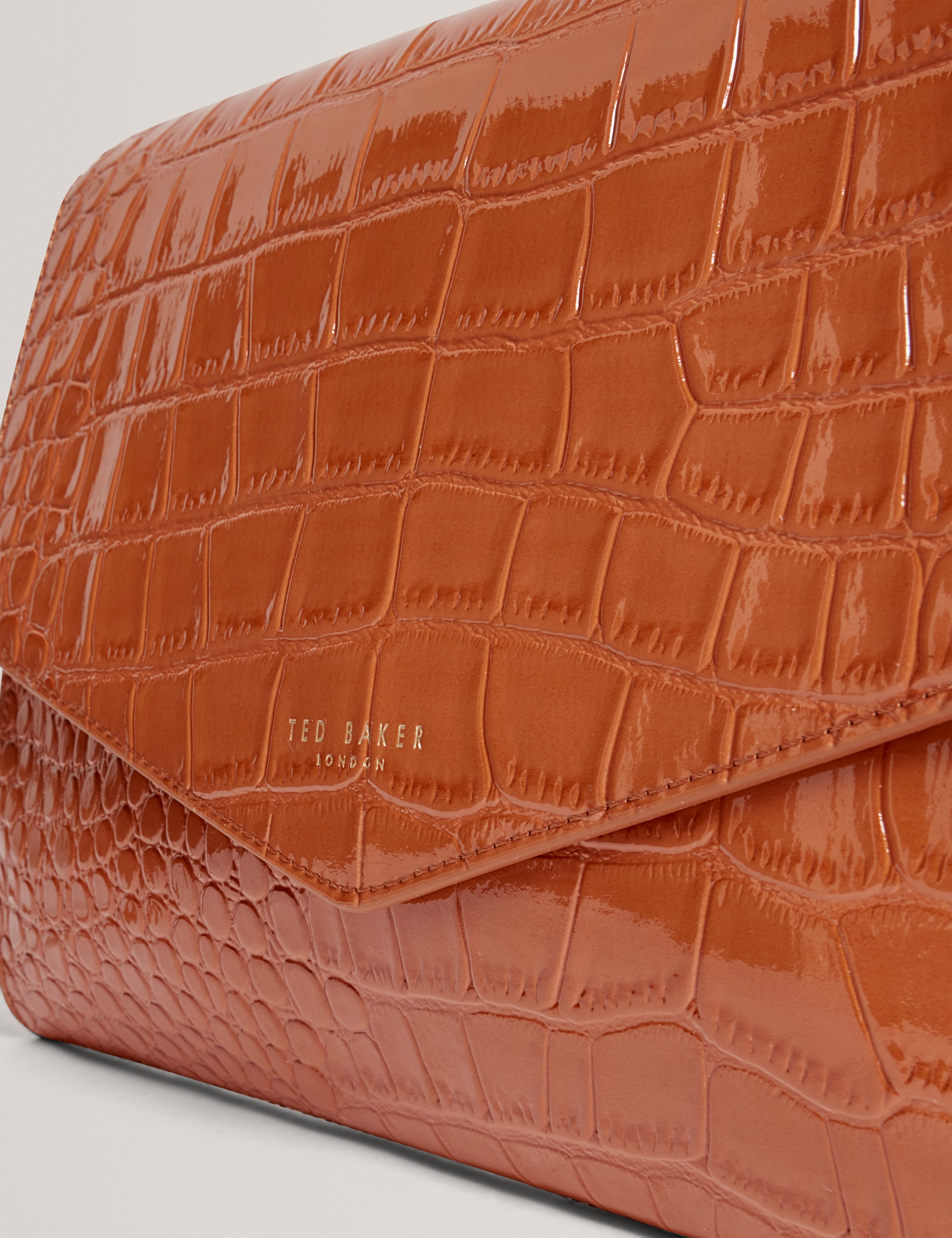 Wesslie Croc Effect Icon Envelope Pouch Tan