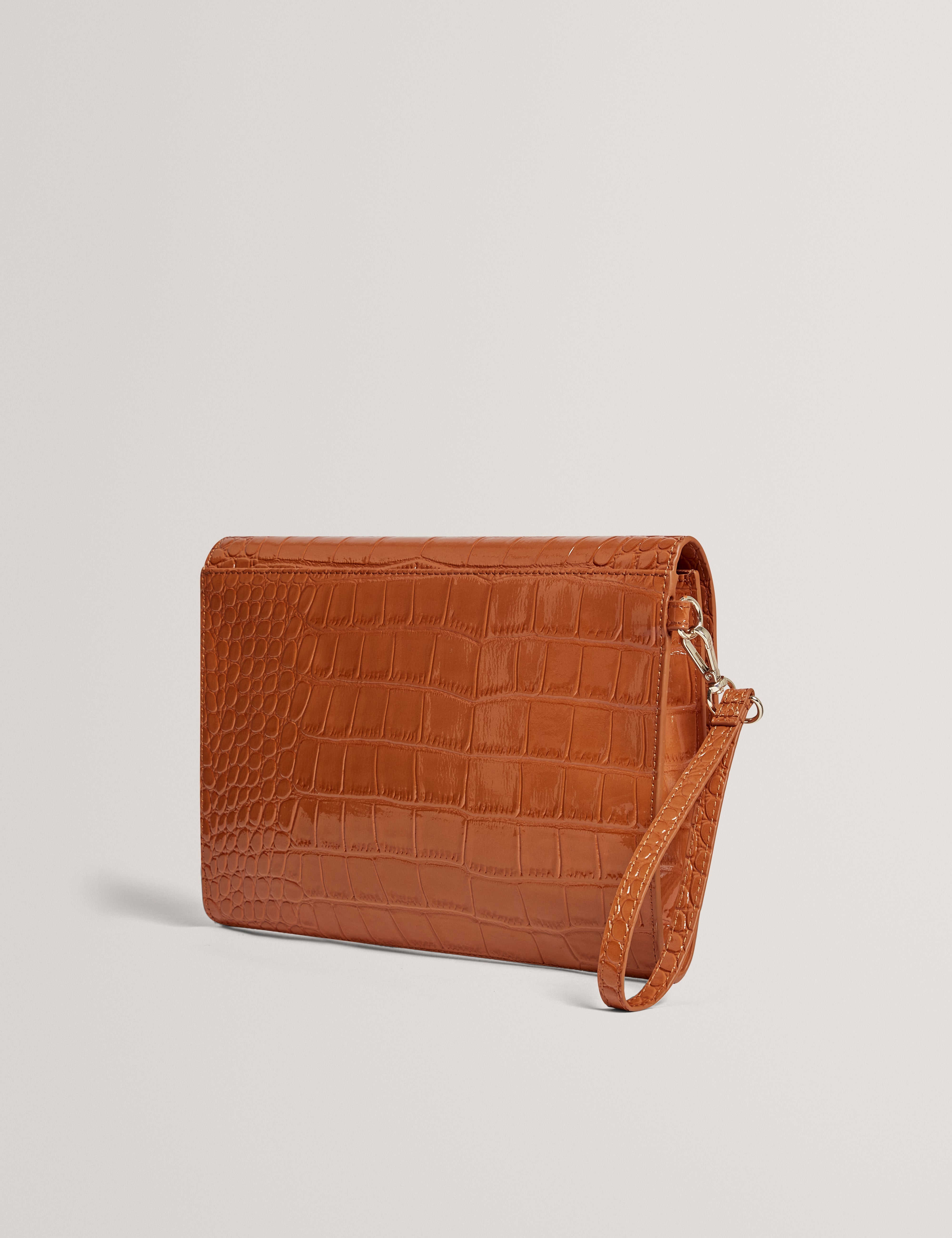 Wesslie Croc Effect Icon Envelope Pouch Tan