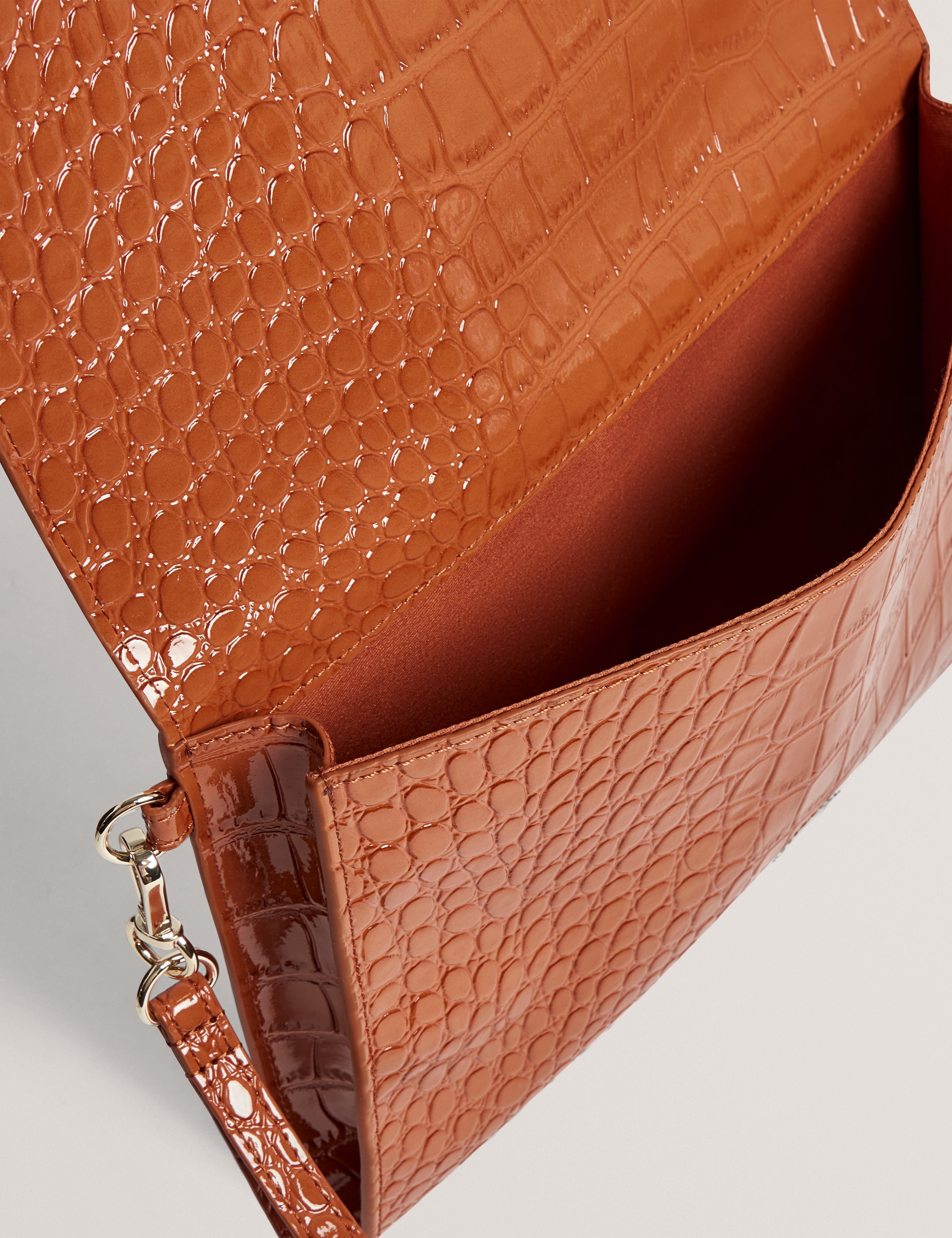 Wesslie Croc Effect Icon Envelope Pouch Tan