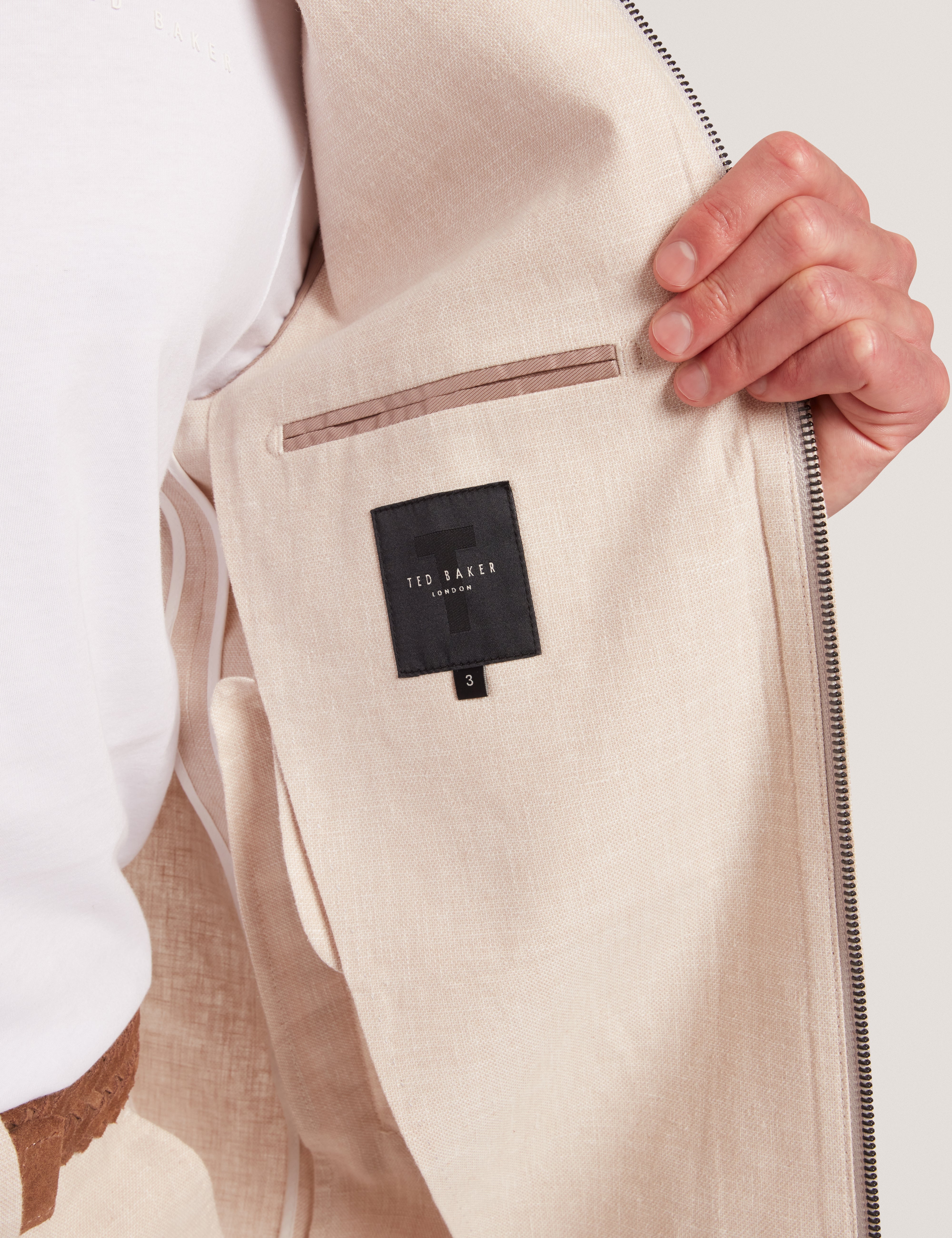 Ashleyj Slim Fit Linen Blend Jacket Stone