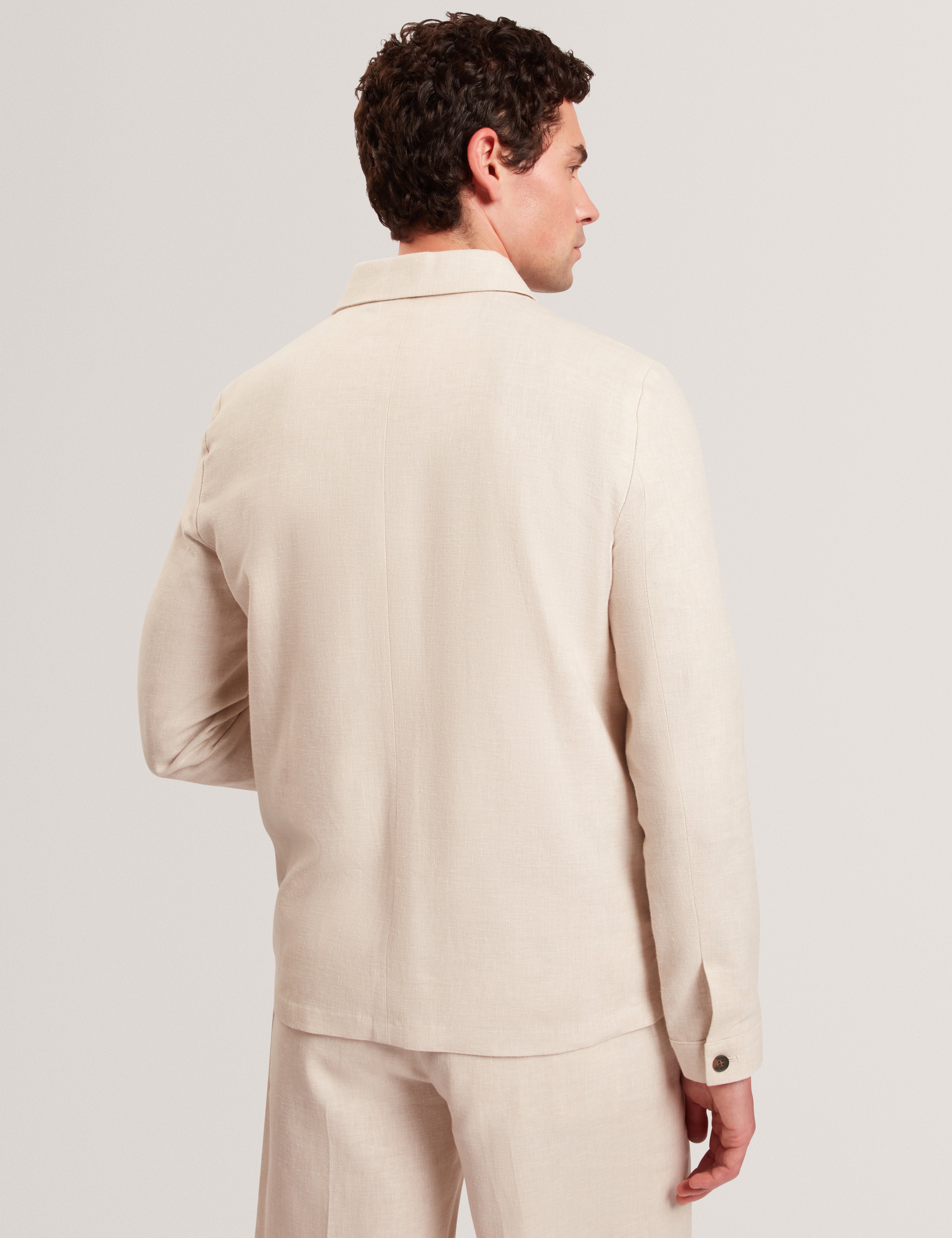 Ashleyj Slim Fit Linen Blend Jacket Stone