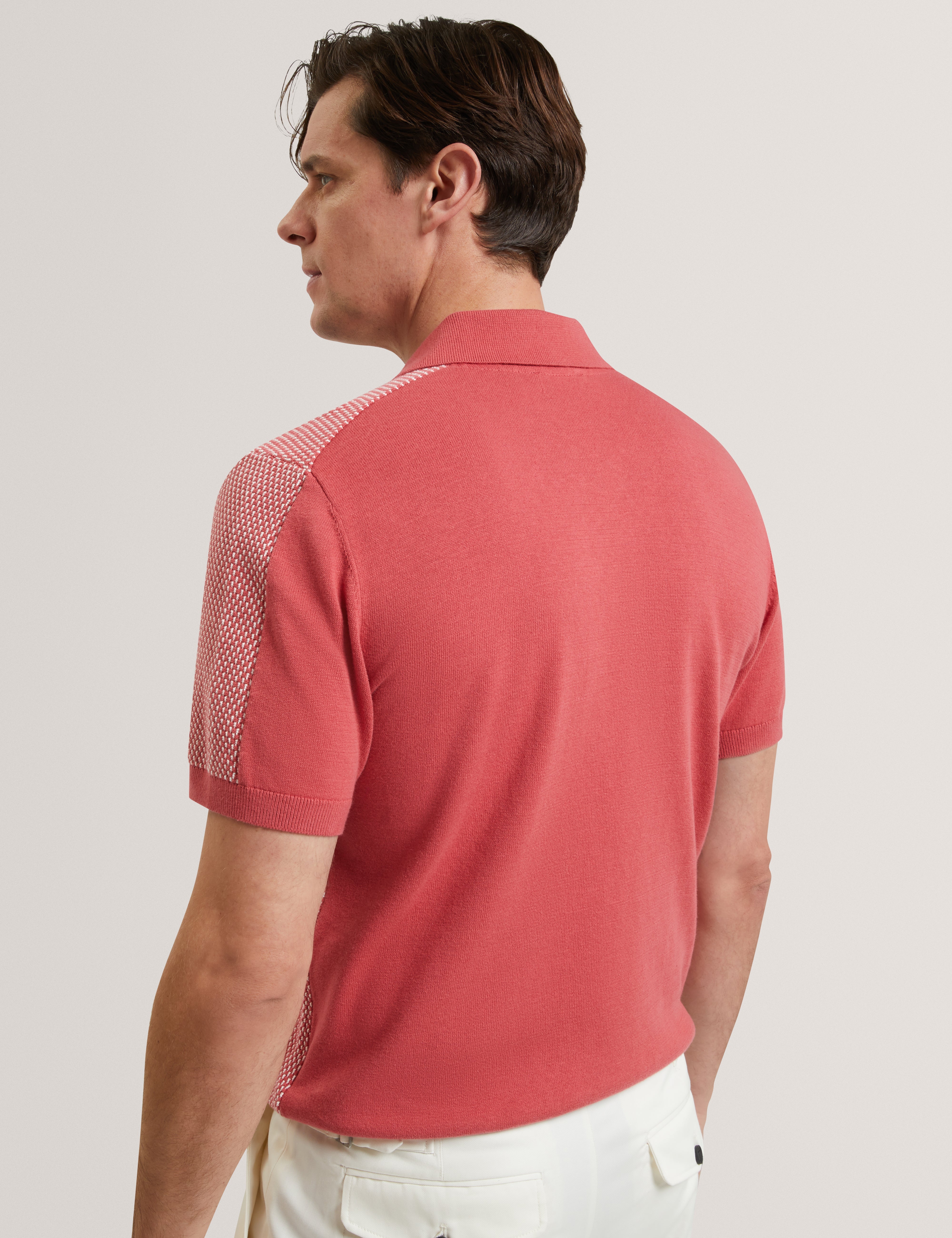 Noliva Short Sleeve Small Stitch Button Through Polo Red