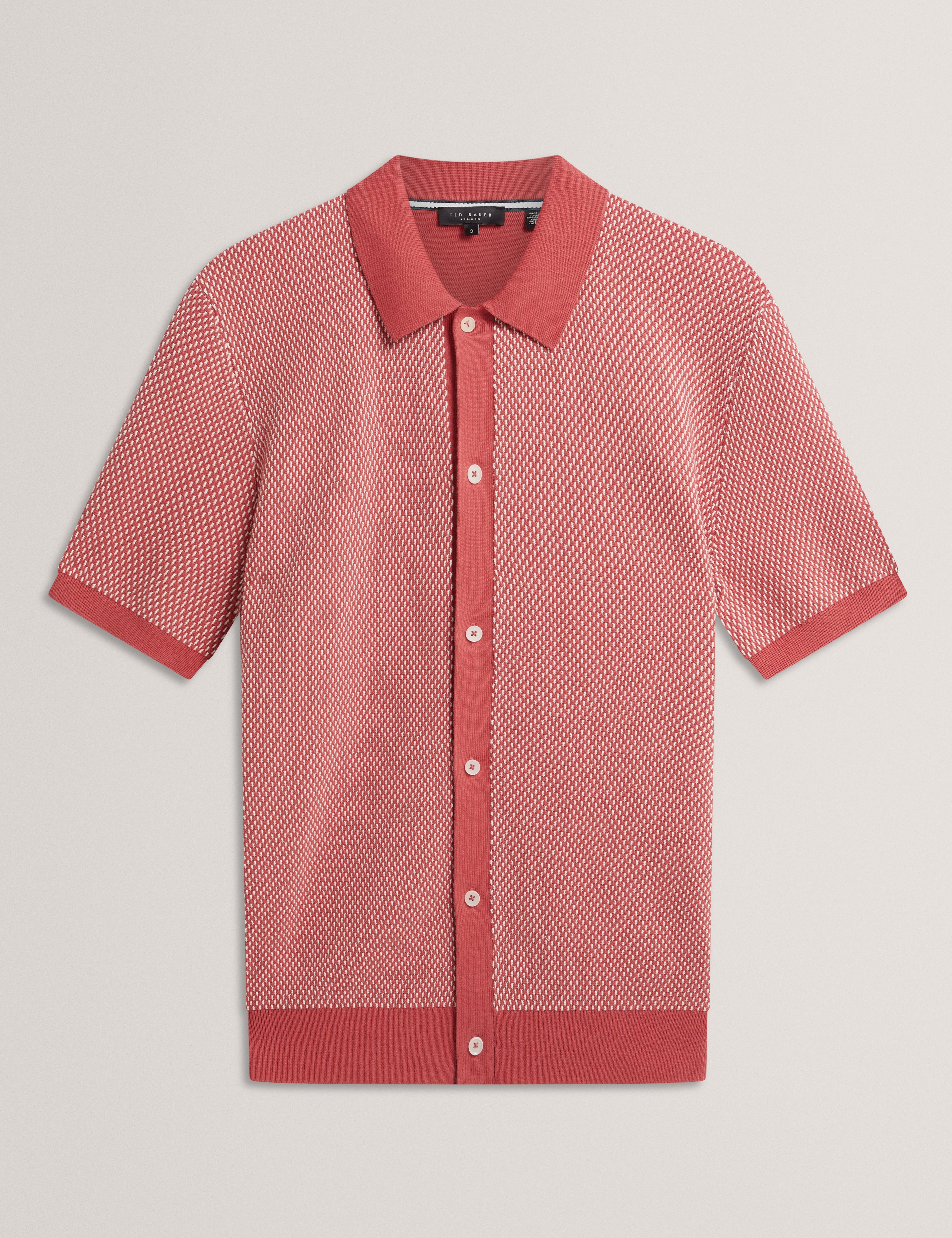 Noliva Short Sleeve Small Stitch Button Through Polo Red