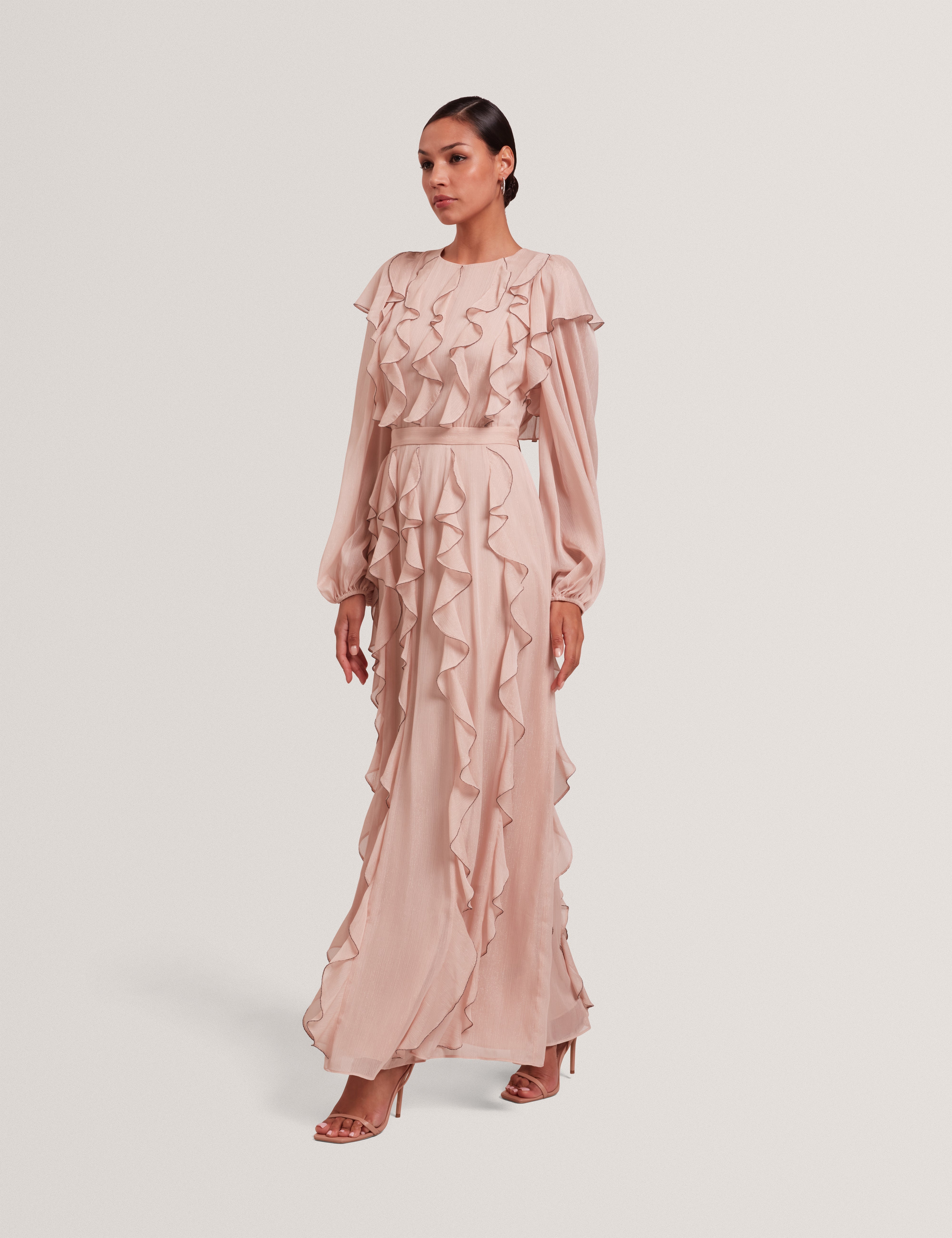 long sleeve ruffle dress Liyanna Maxi Pink ALLLIST Women's Fashion Sexy %0D%0AYKK%20zipper%20(known%20as%20the%20most%20durable%20and%20reliable%20zippers%20manufactured%20today) Colour: Light Green Color:15Black