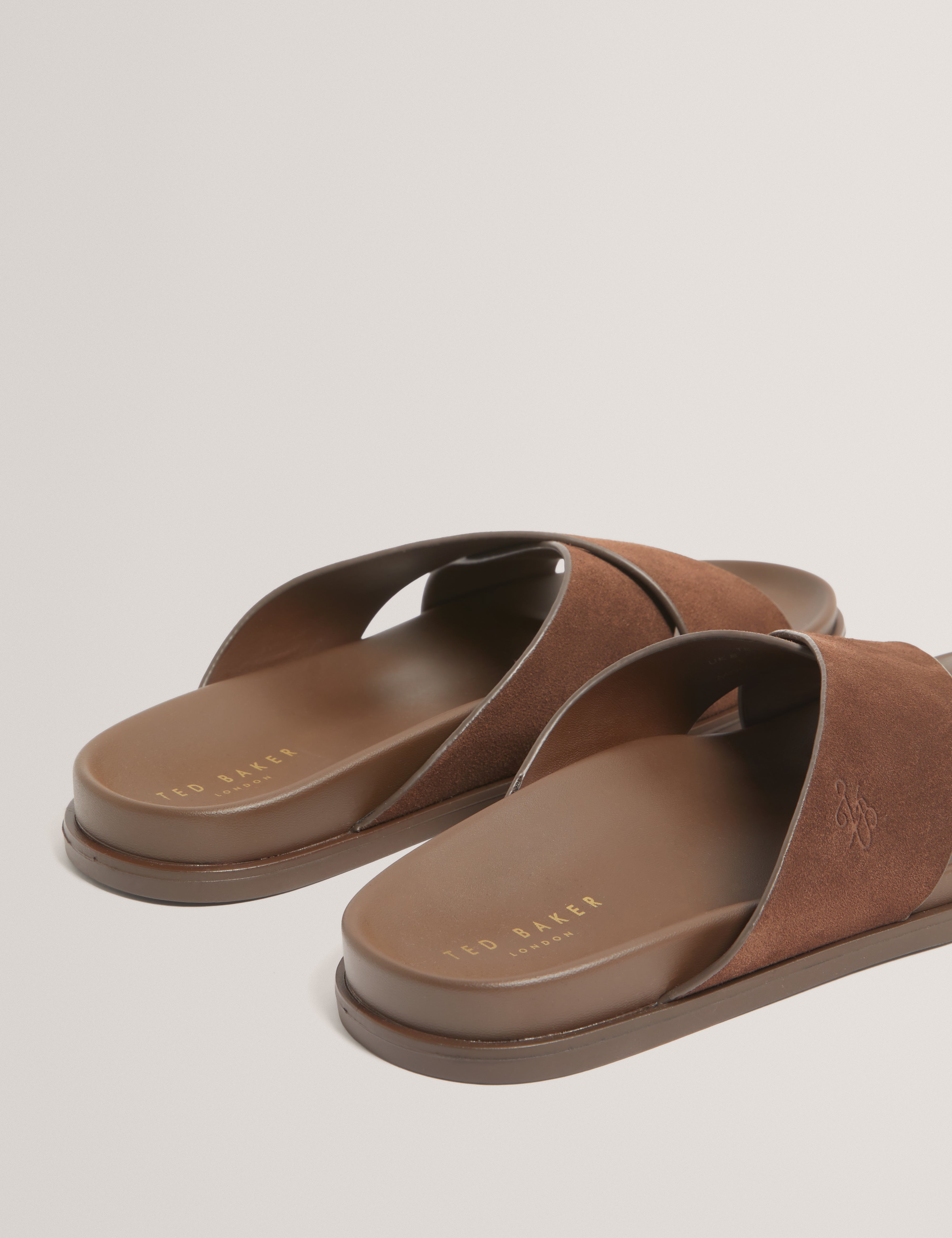 Teviin Tb Script Suede Mix Sandals Brn-Choc