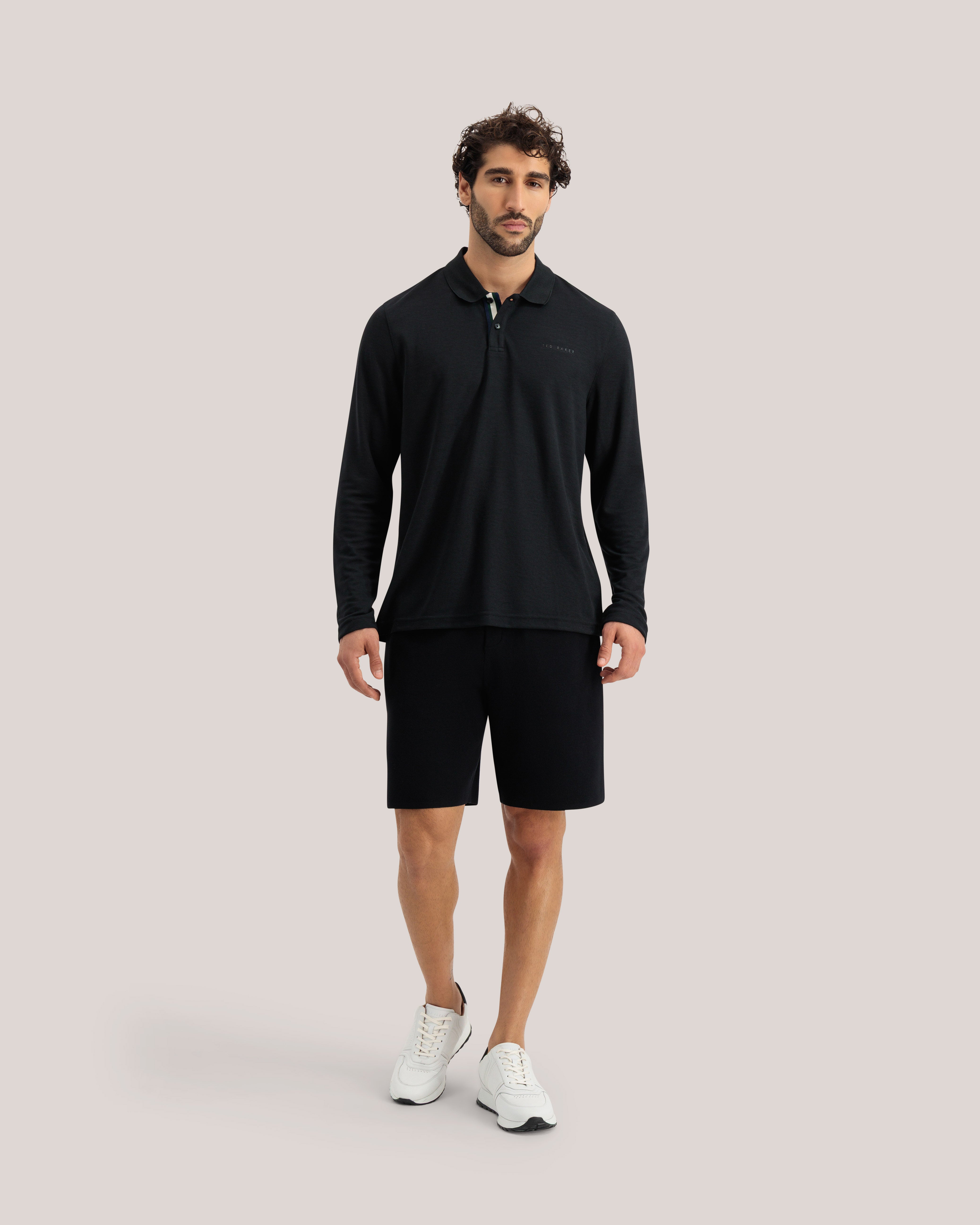 Pacto Long Sleeve Branded Polo Black