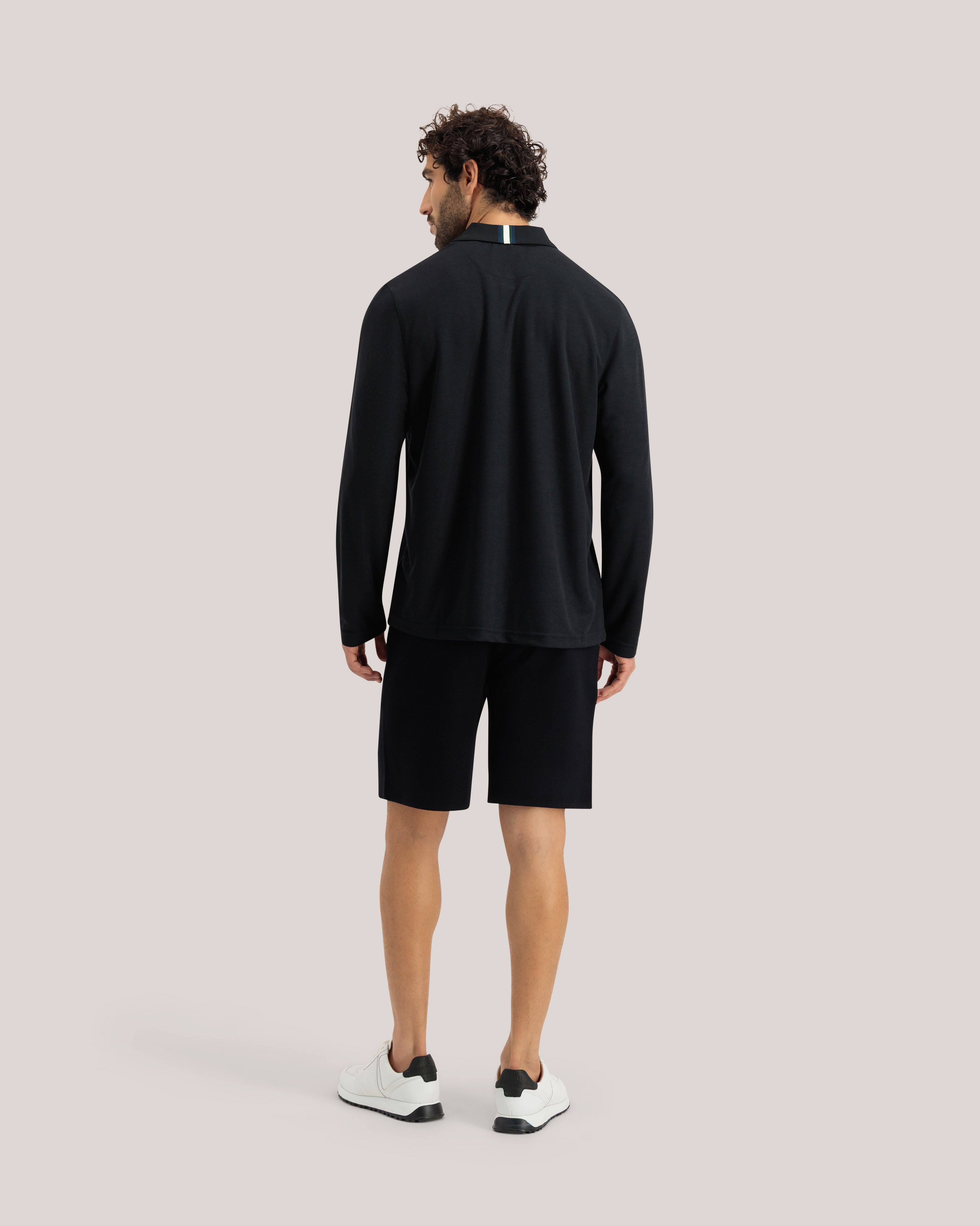 Pacto Long Sleeve Branded Polo Black
