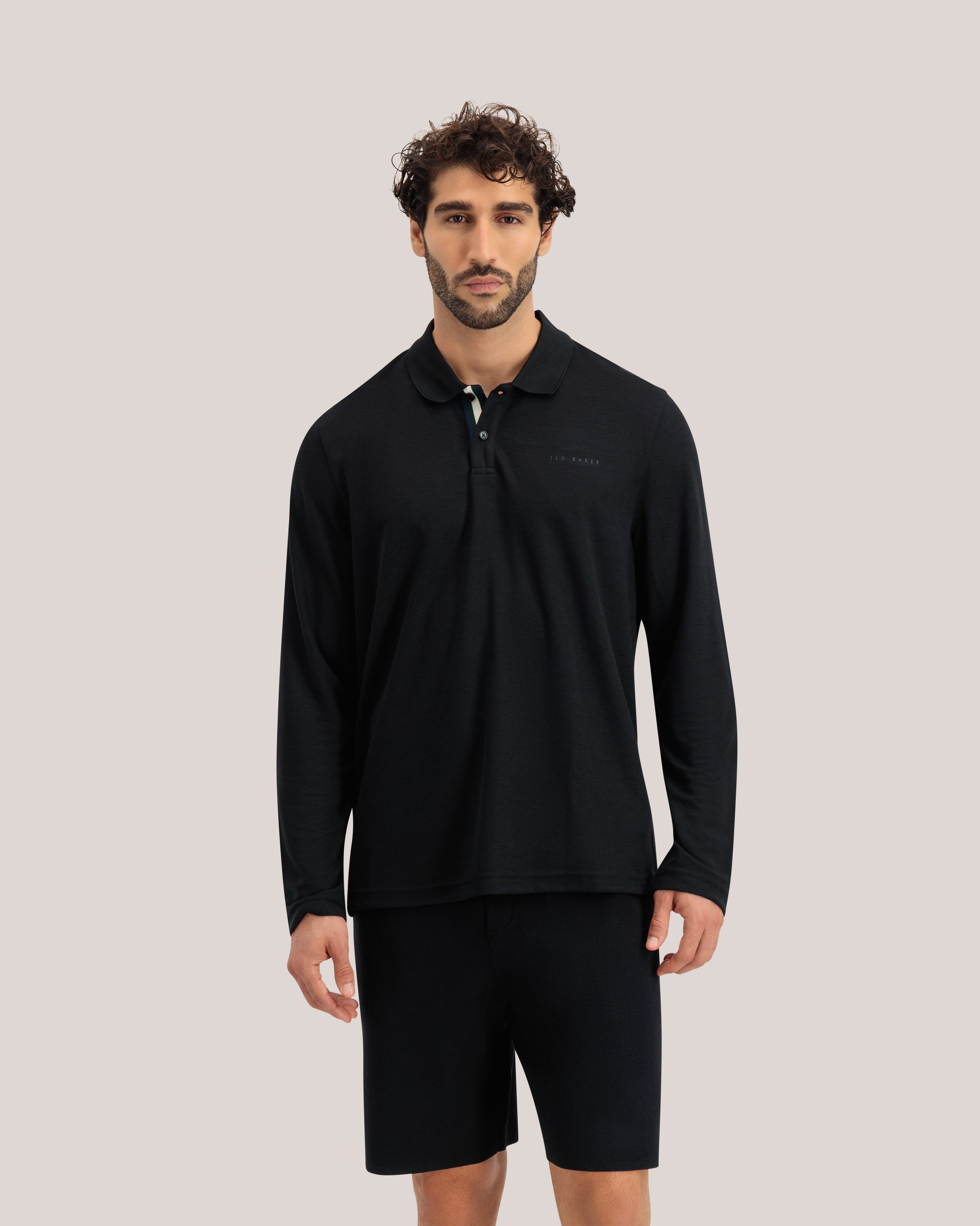 Pacto Long Sleeve Branded Polo Black