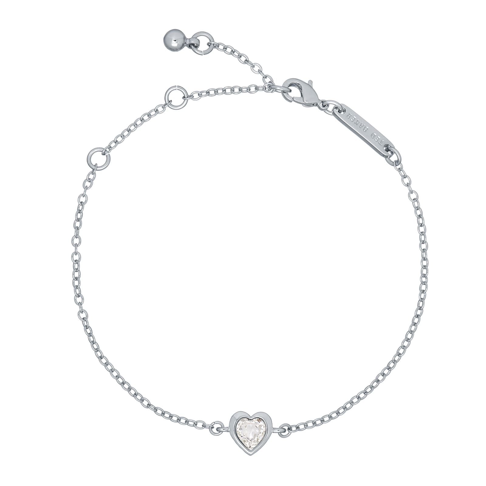 Hansa Crystal Heart Bracelet Silver