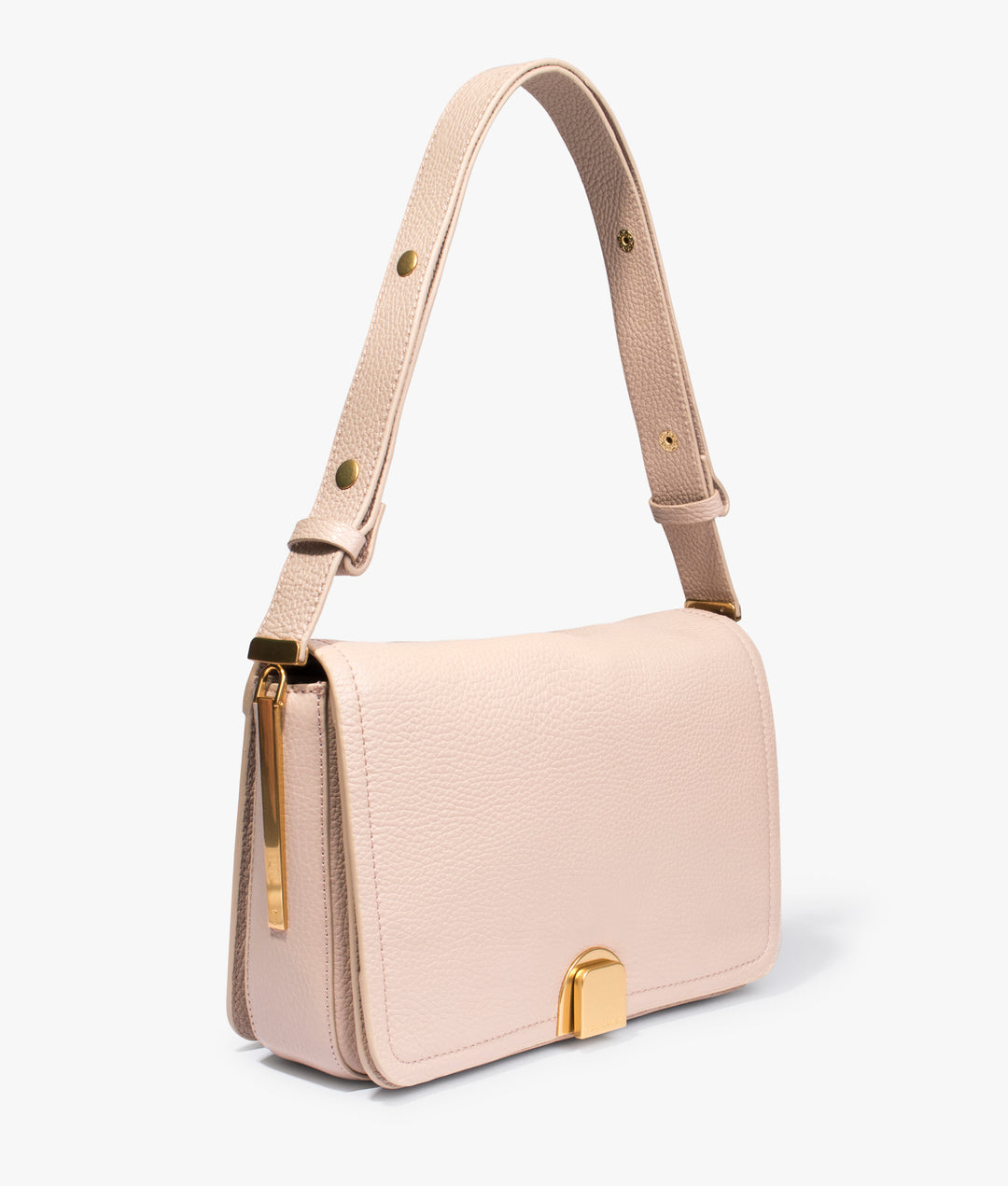 Imielly Lock Detail Baguette Shoulder Bag Taupe