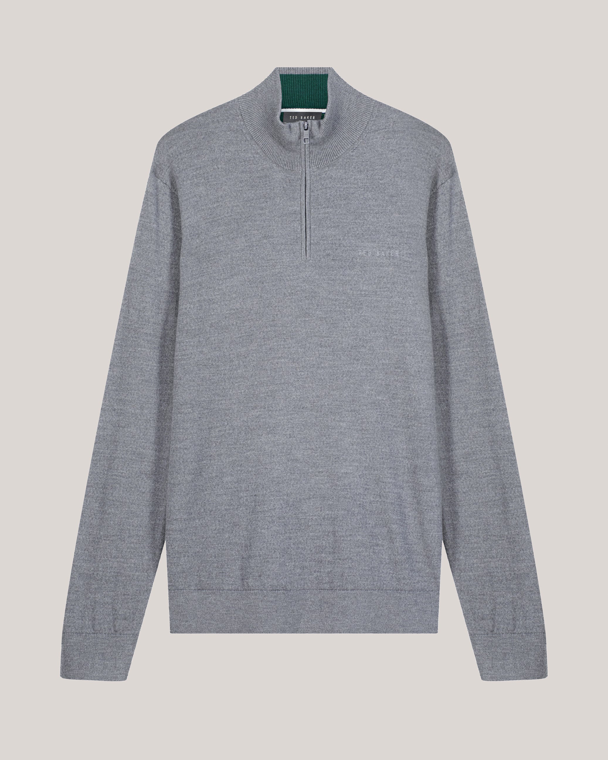 Fashbee Long Sleeve Branded Merino Half Zip Grey