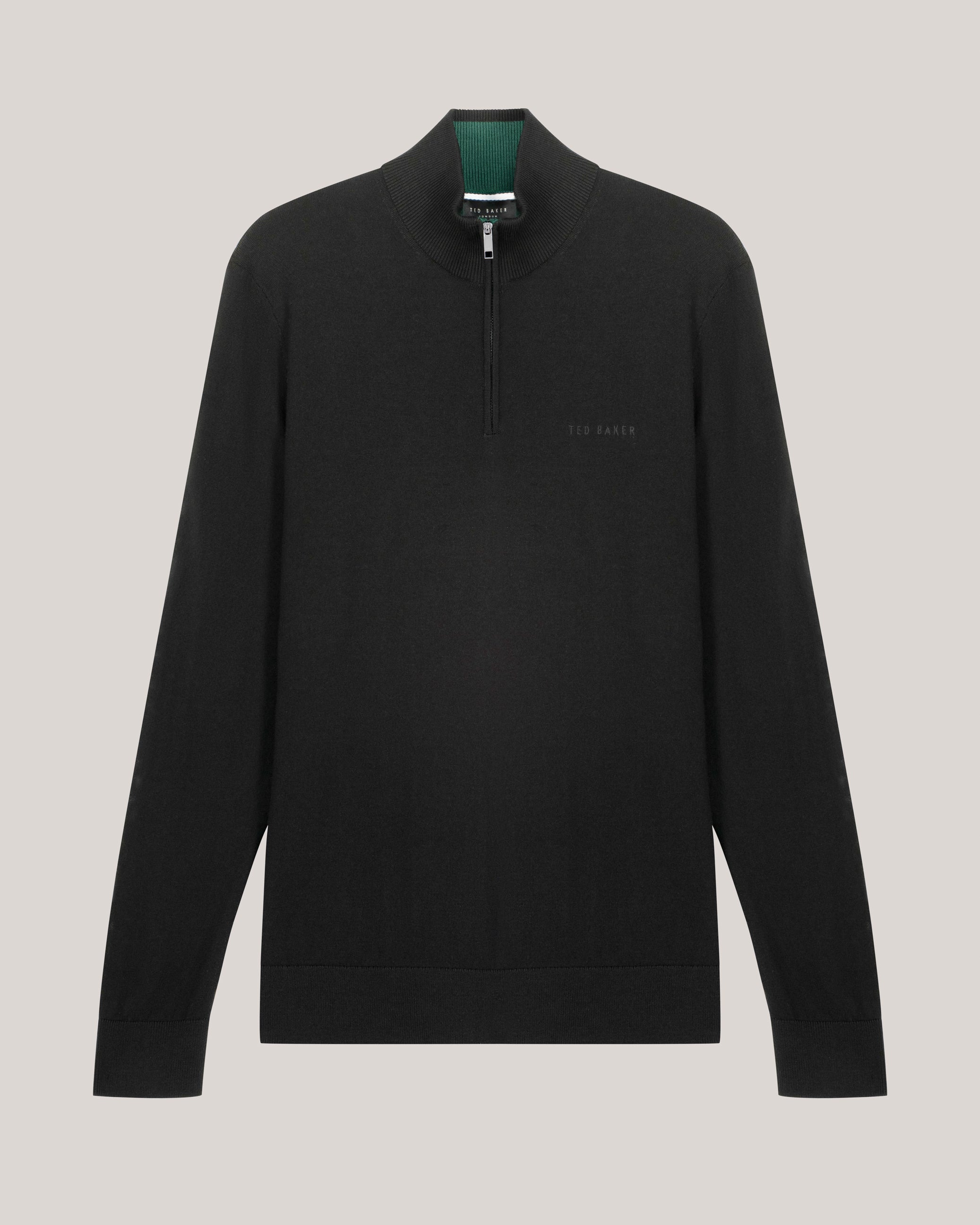 Fashbee Long Sleeve Branded Merino Half Zip Black