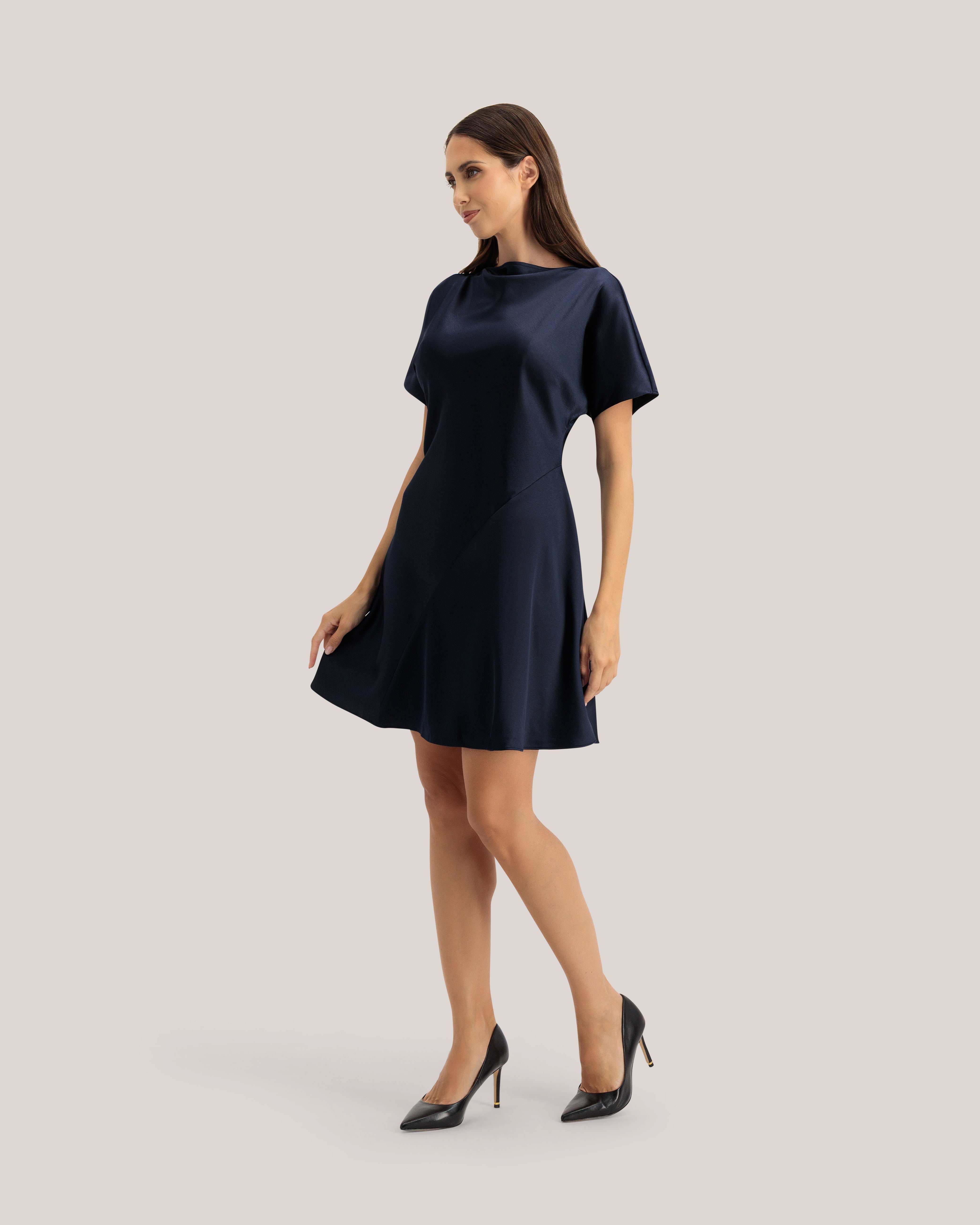 Leatta Curve Seam Detail Mini Dress Navy