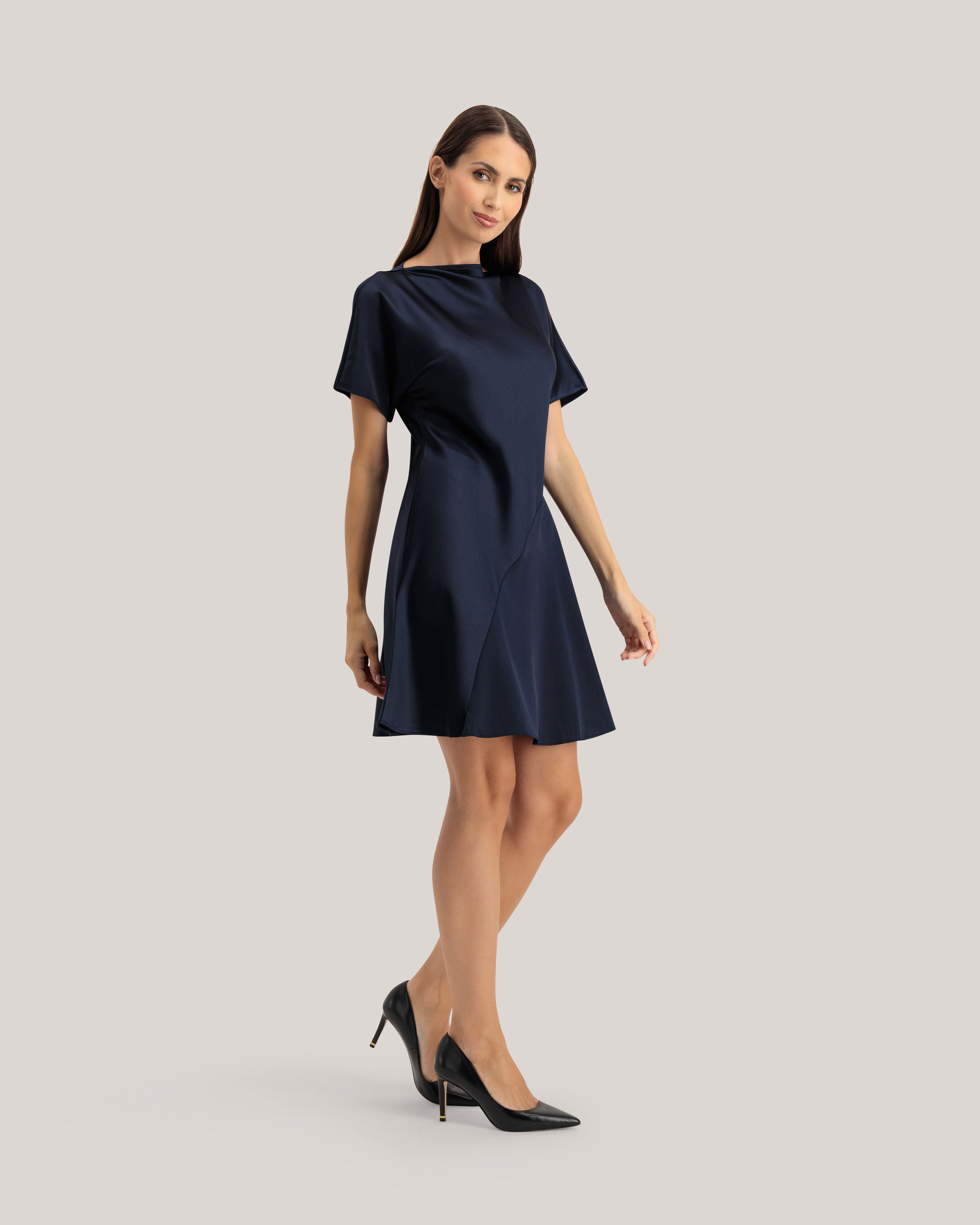 Leatta Curve Seam Detail Mini Dress Navy