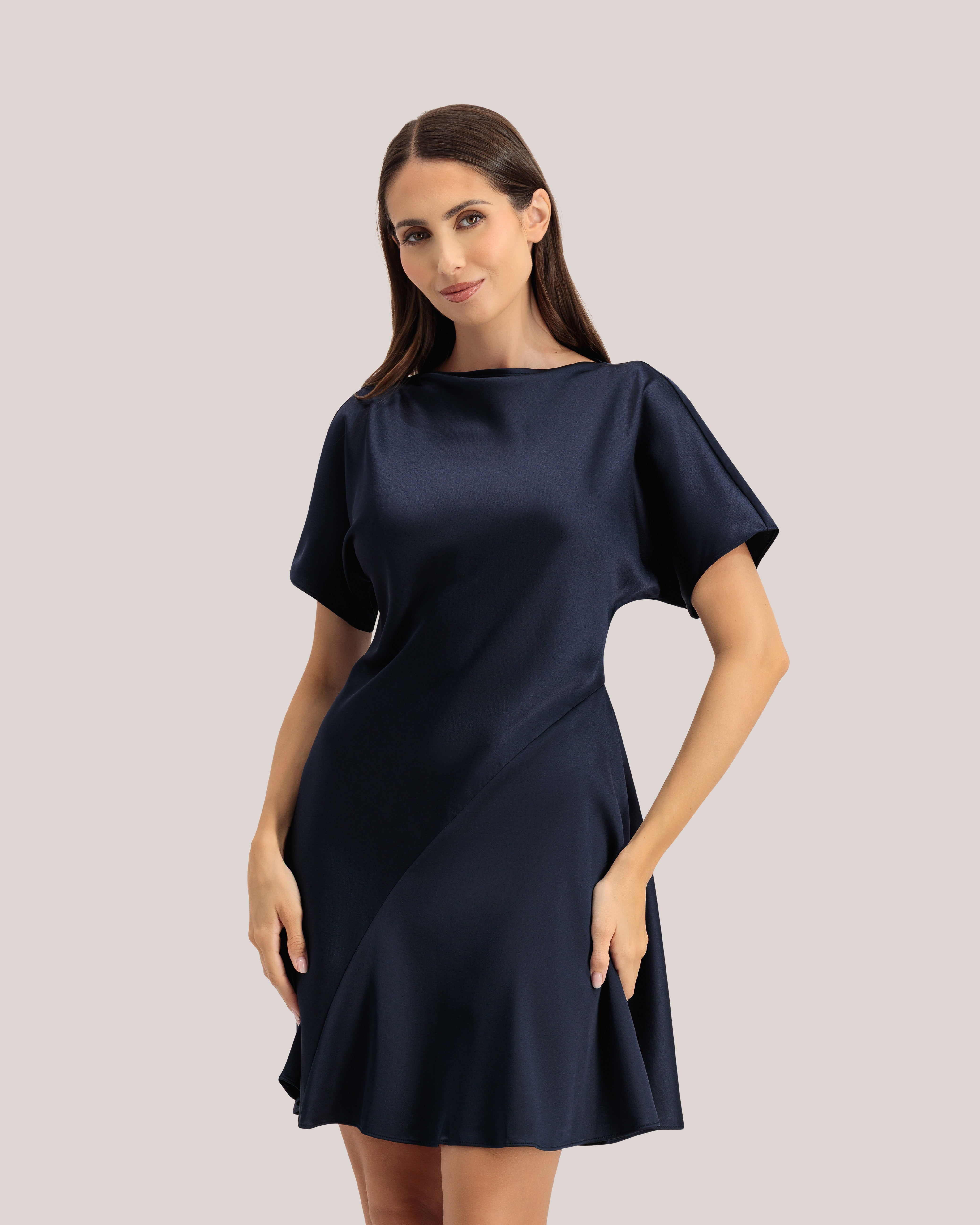 Leatta Curve Seam Detail Mini Dress Navy