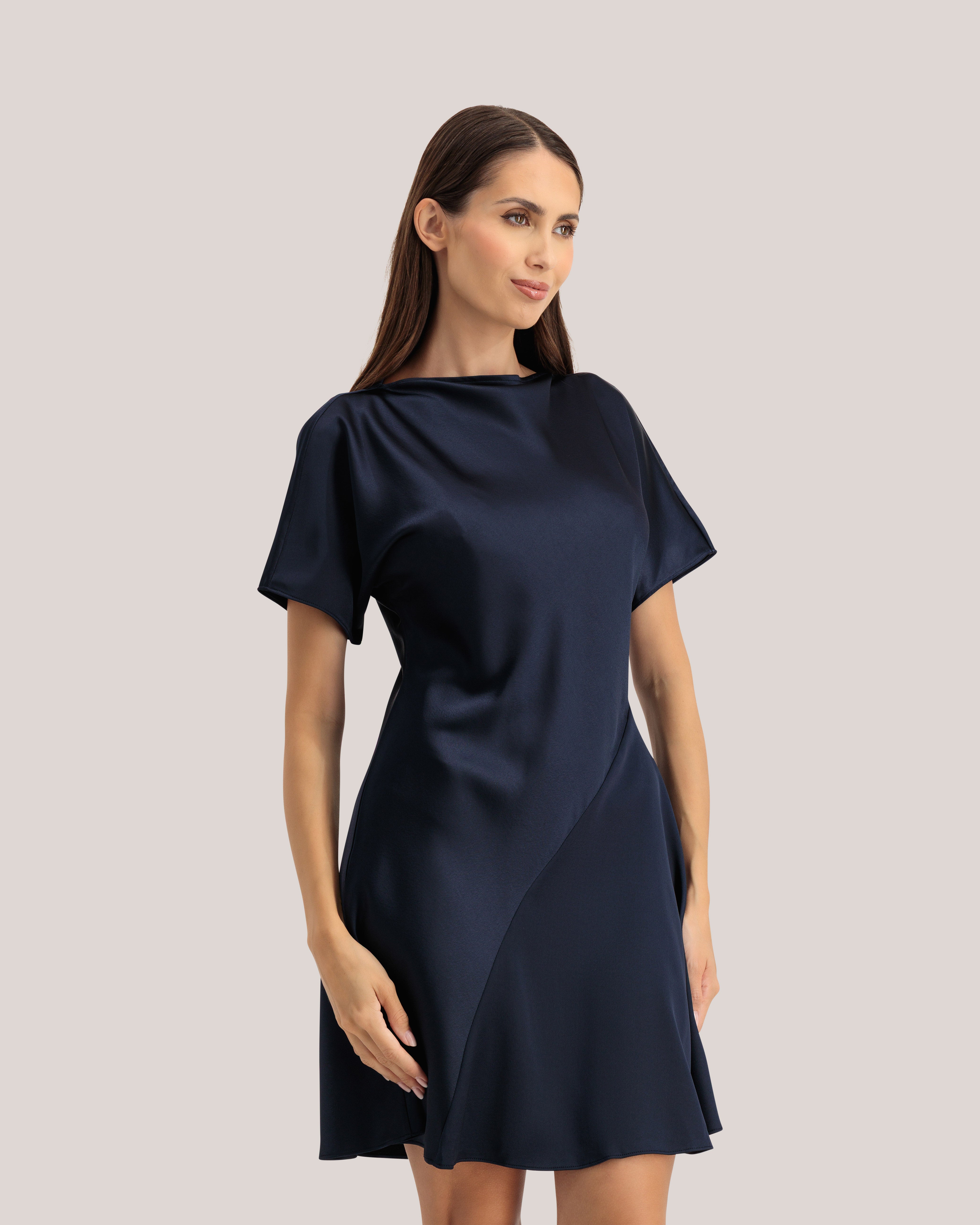 Leatta Curve Seam Detail Mini Dress Navy
