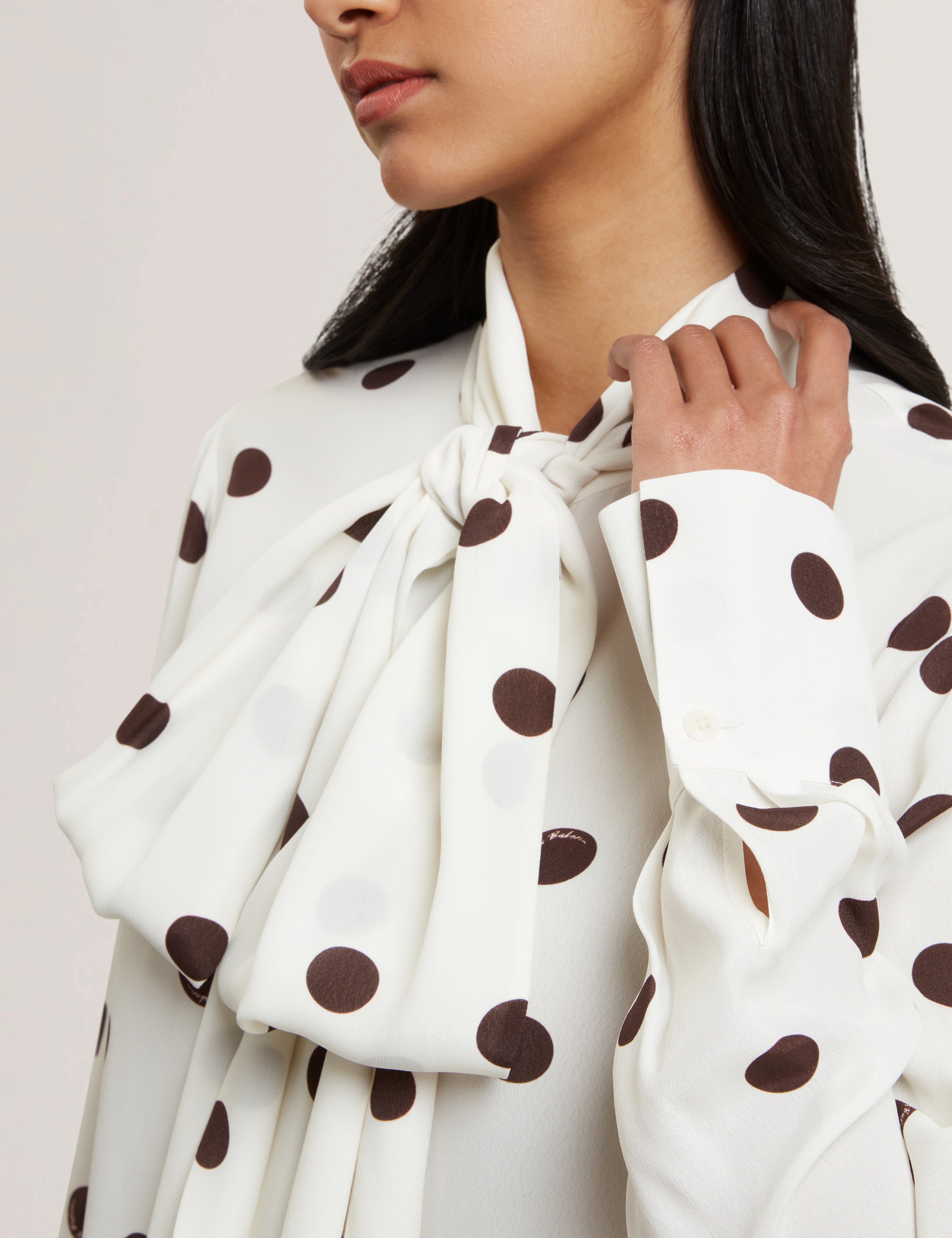 Alizaa Scarf Detail Long Sleeve Blouse Ivory