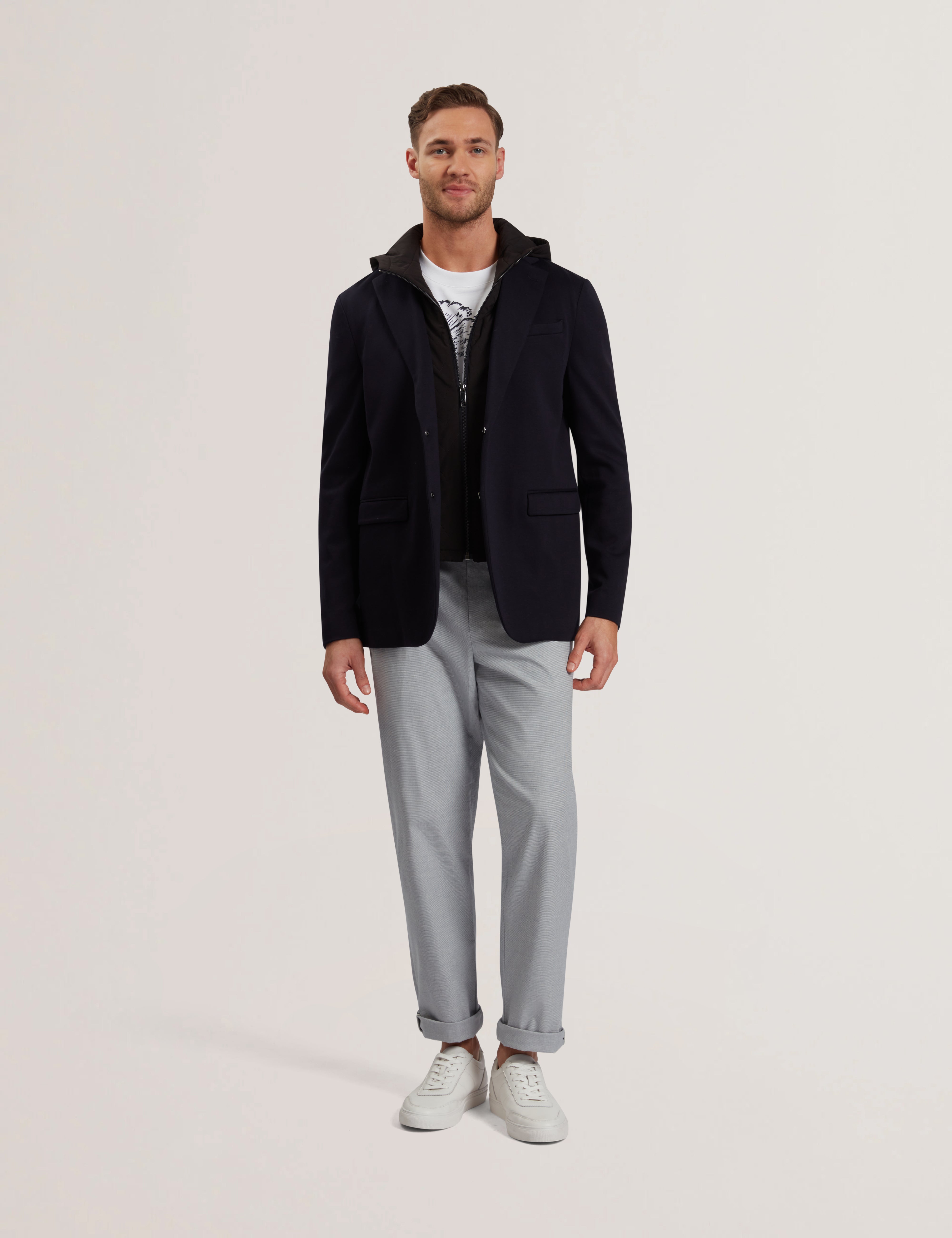 Ashb Jersey Blazer With Hooded Liner Navy