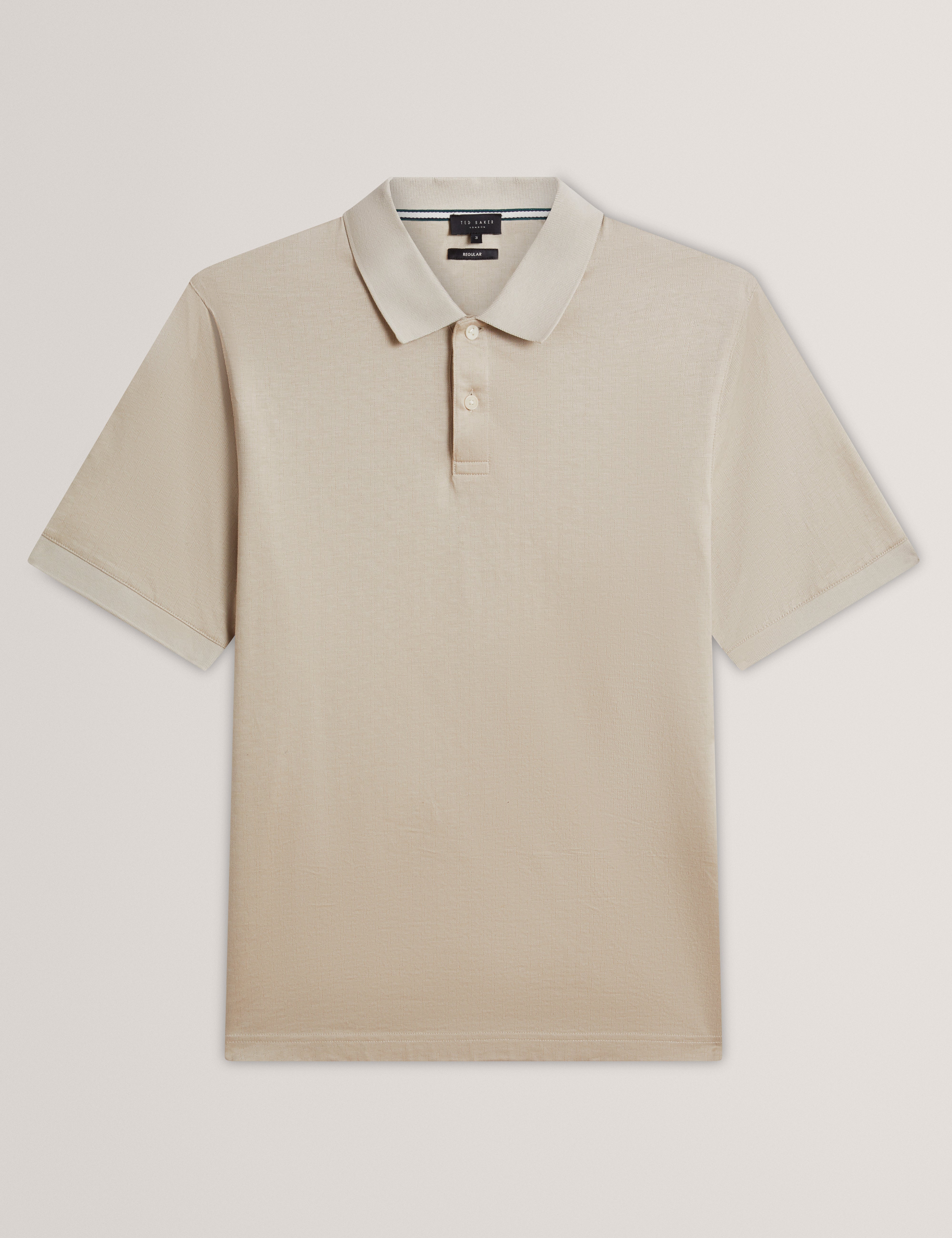 Auguso Short Sleeve Regular Tonal Jacquard Polo Shirt Ecru