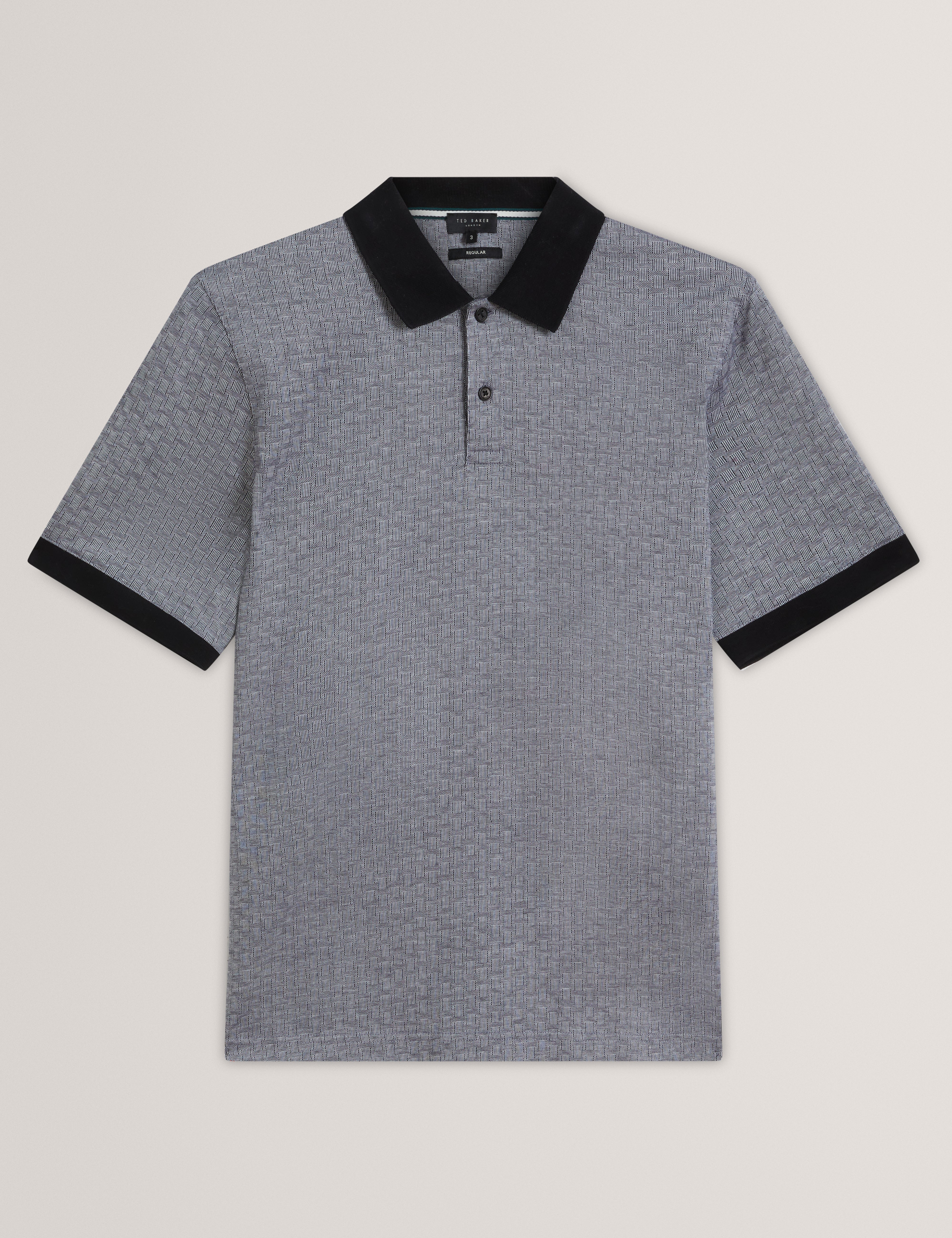 Auguso Short Sleeve Regular Tonal Jacquard Polo Shirt Navy