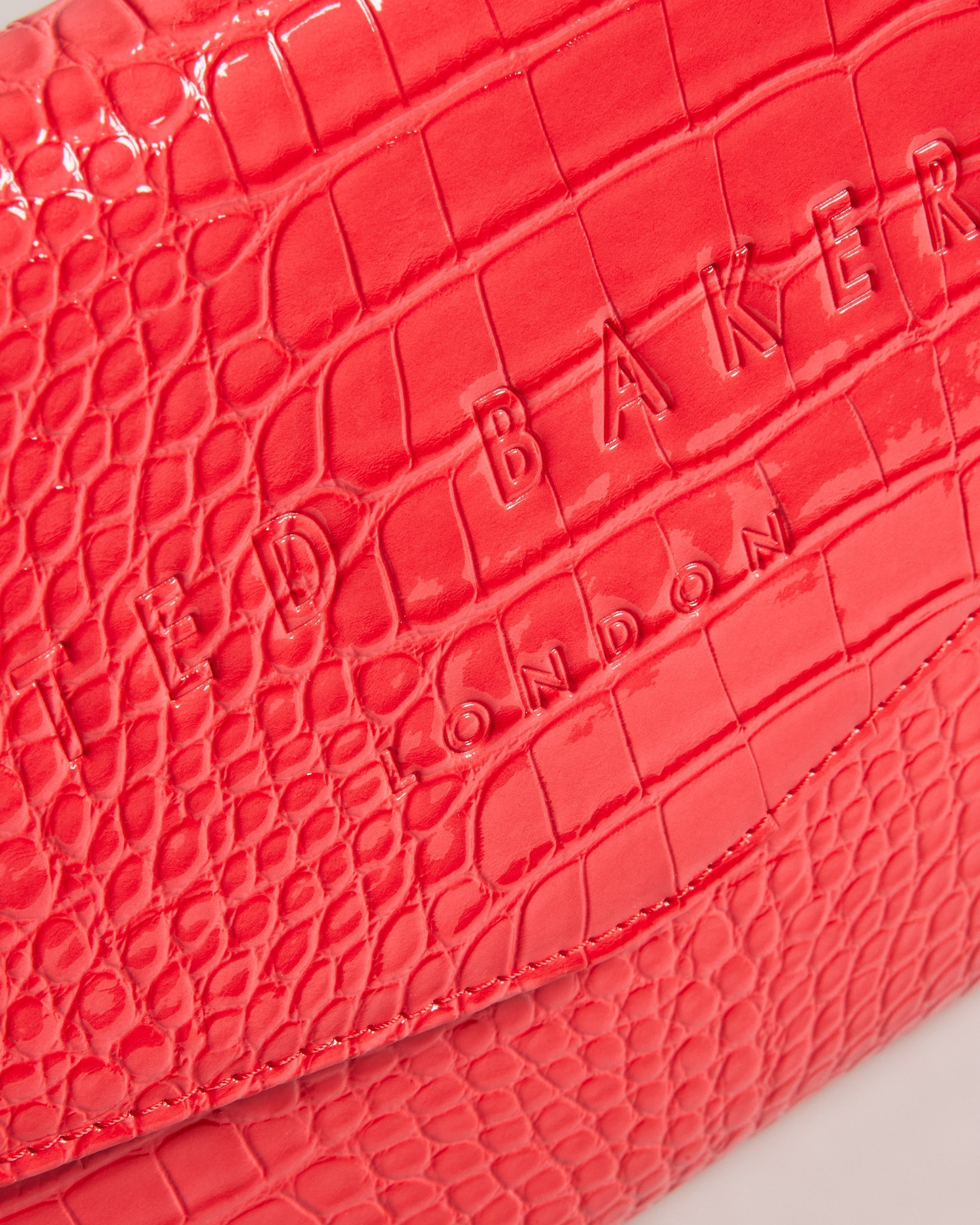 Crocey Imitation Croc Envelope Pouch Coral